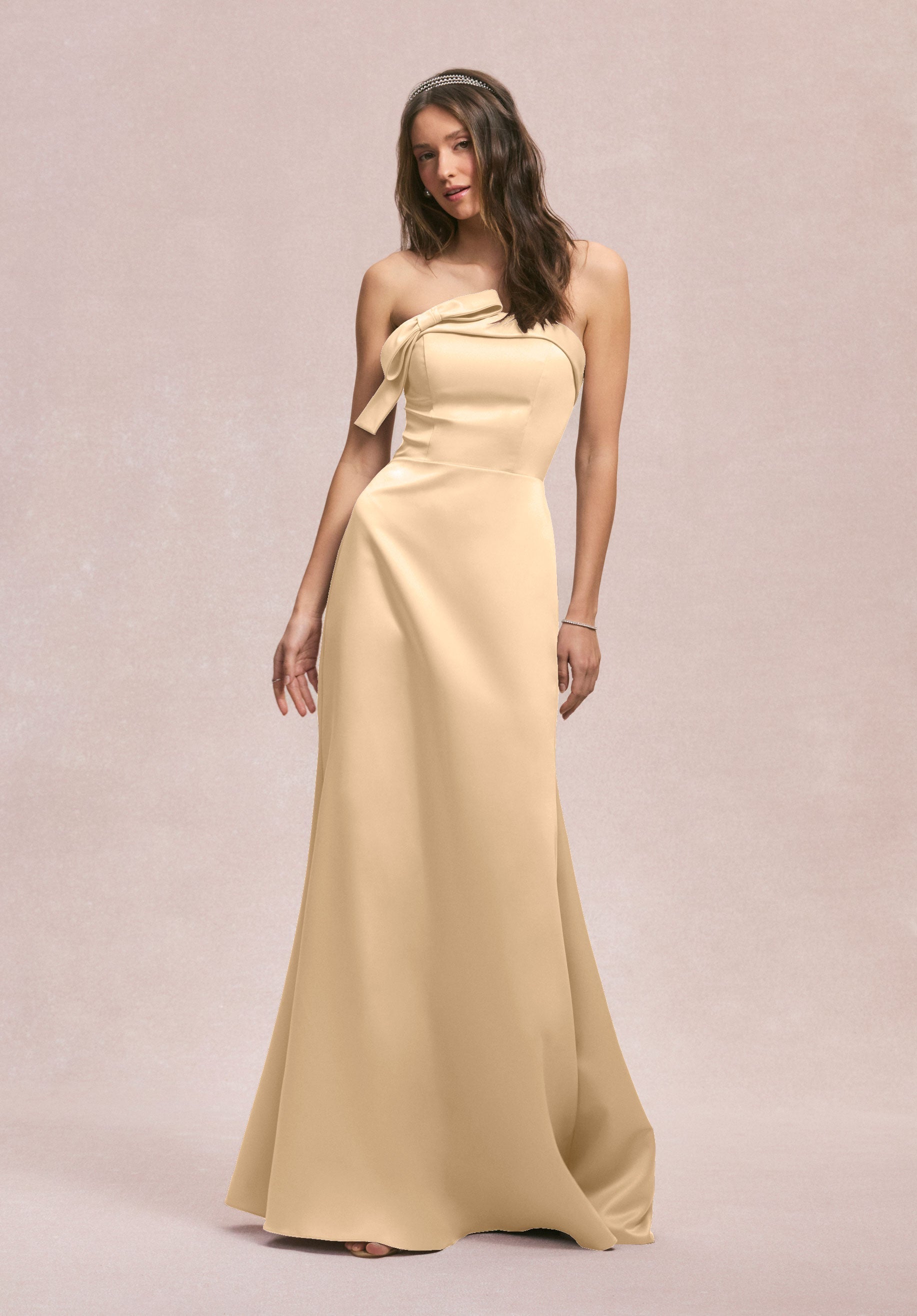 Formal Dresses A Line Formal Long Evening Dress Buttercream-Satin-31246-Fitted