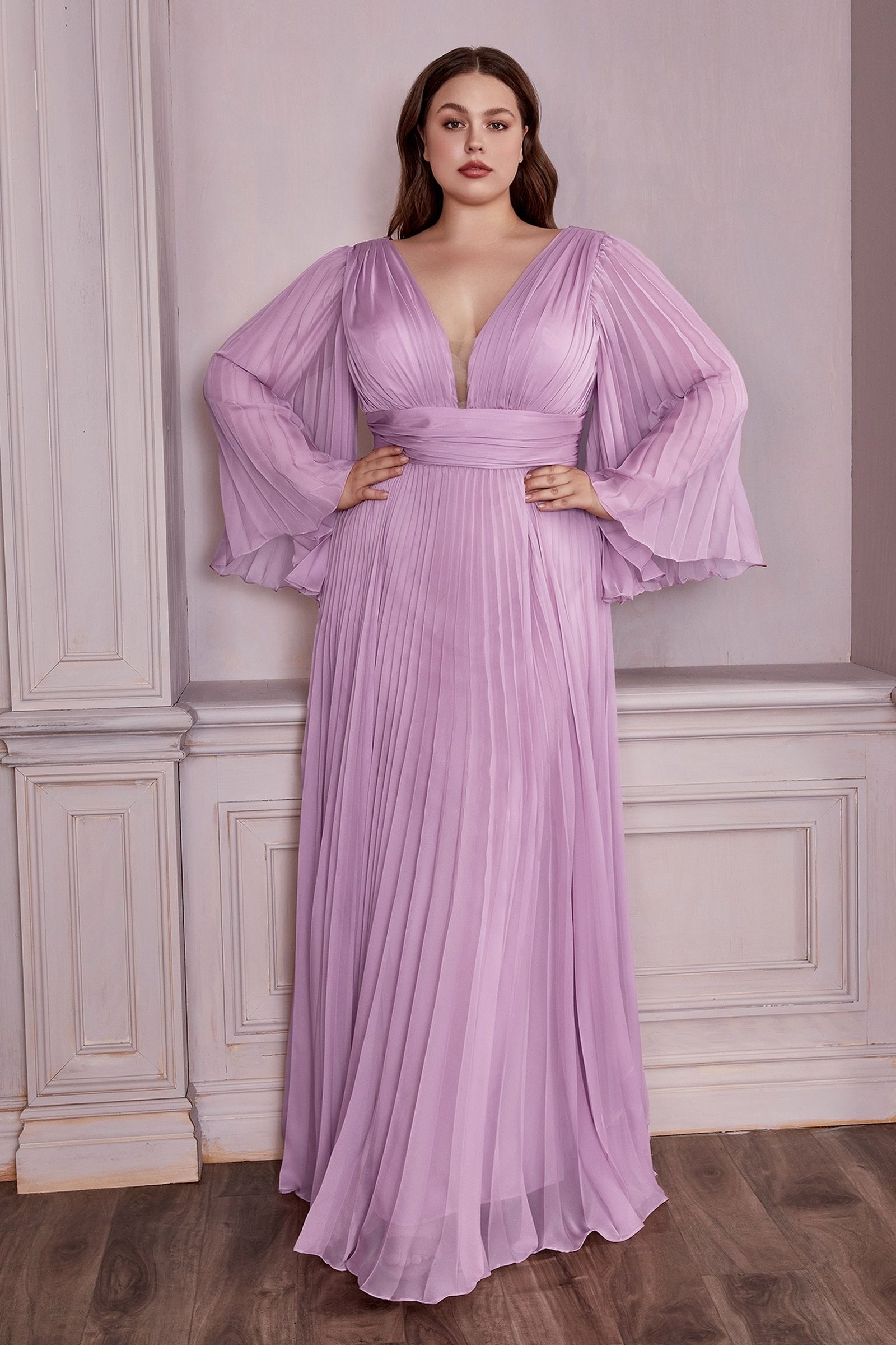 Plus Size Dresses Long Sleeve Formal A Line Plus Size Dress Lavender