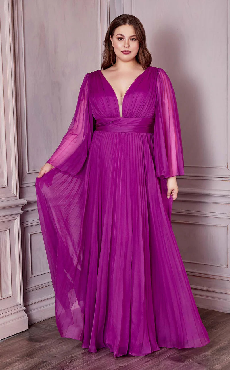Plus Size Dresses Long Sleeve Formal A Line Plus Size Dress Orchid