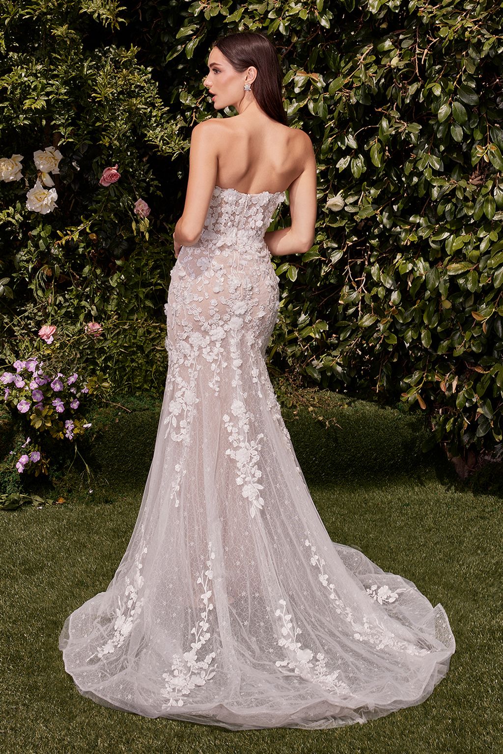 Wedding Dresses Long Mermaid Lace Applique Wedding Dress Off White Nude