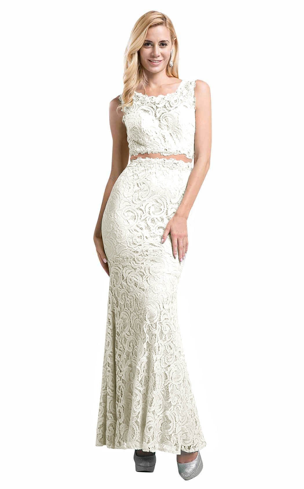 Illusion Floor-Length Lace Evening Mermaid LaDivine CF067L