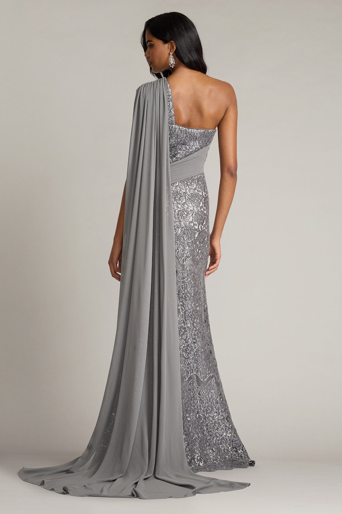 One-Shoulder Floor-Length Lace Formal Sheath/Column Tadashi Shoji CFC24366L