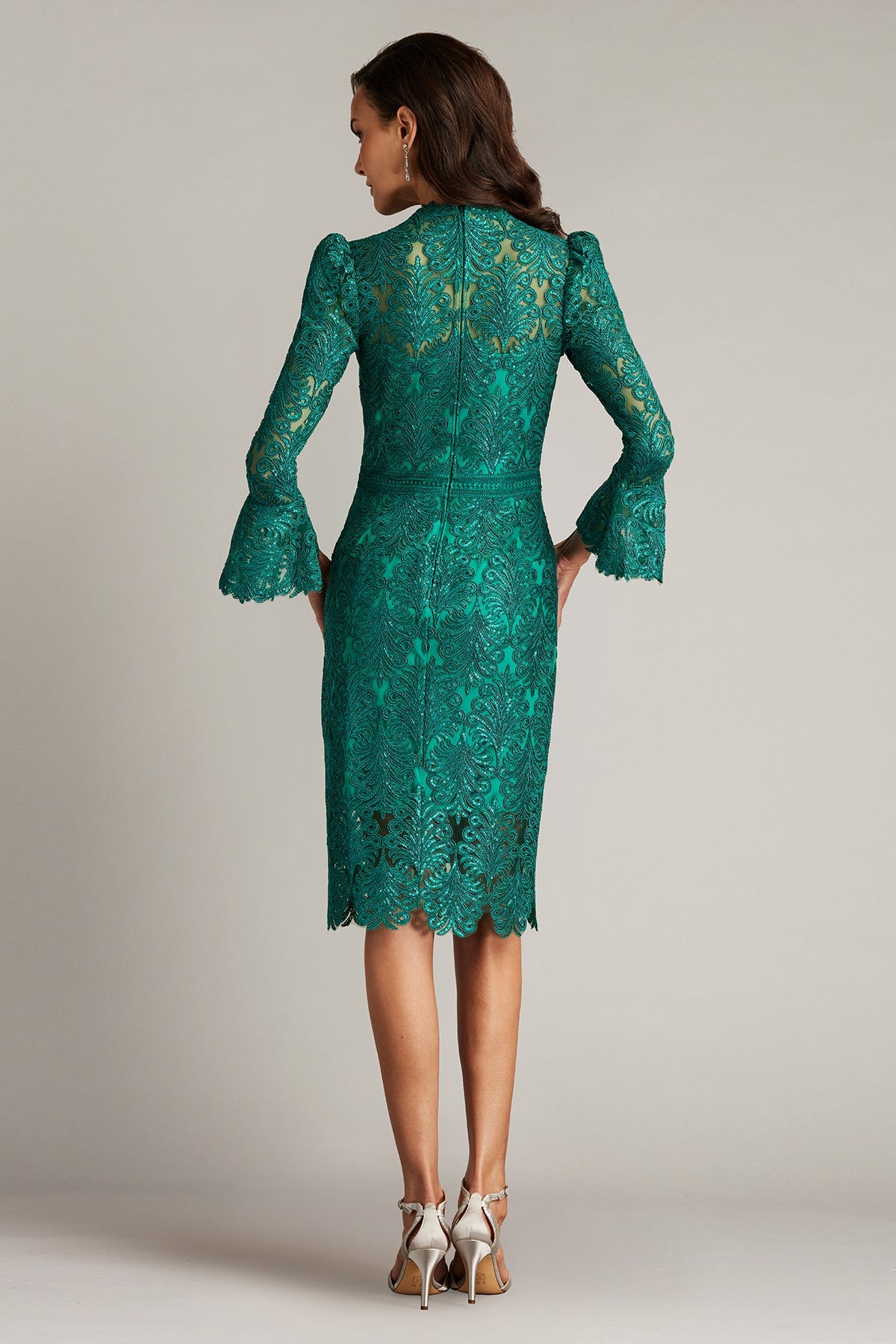 V-Neck Knee-Length Lace Occasion Fit & Flare Tadashi Shoji CGA24333MX