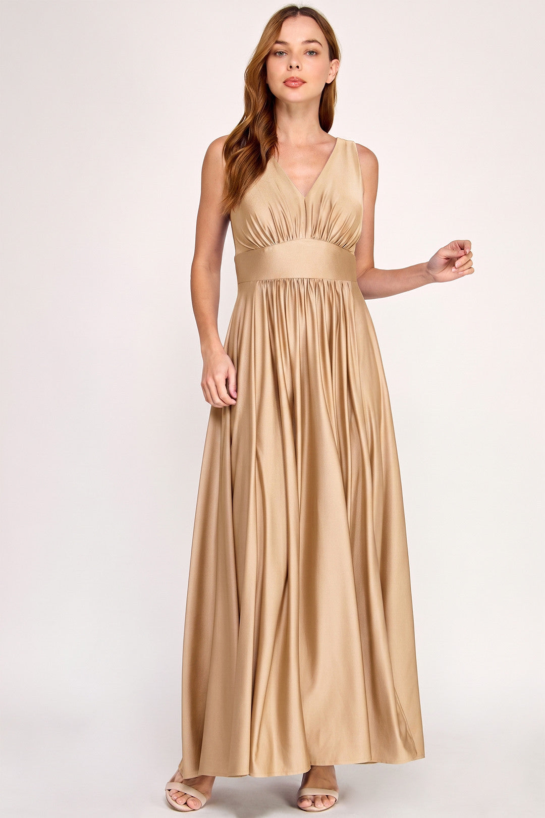 V-Neck Floor-Length Jersey Formal A-Line Lenovia 3120