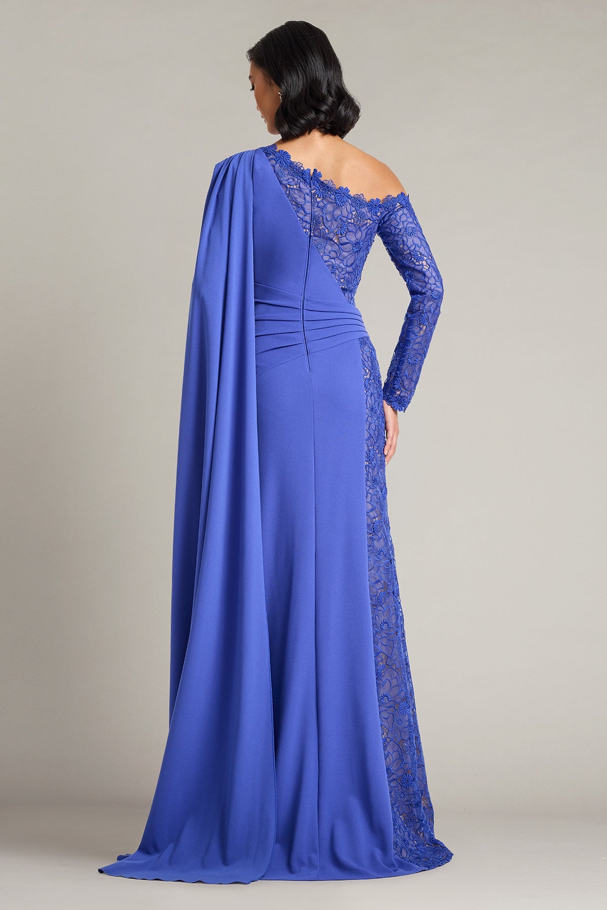 One-Shoulder Floor-Length Lace Formal Sheath Tadashi Shoji CKA26291L