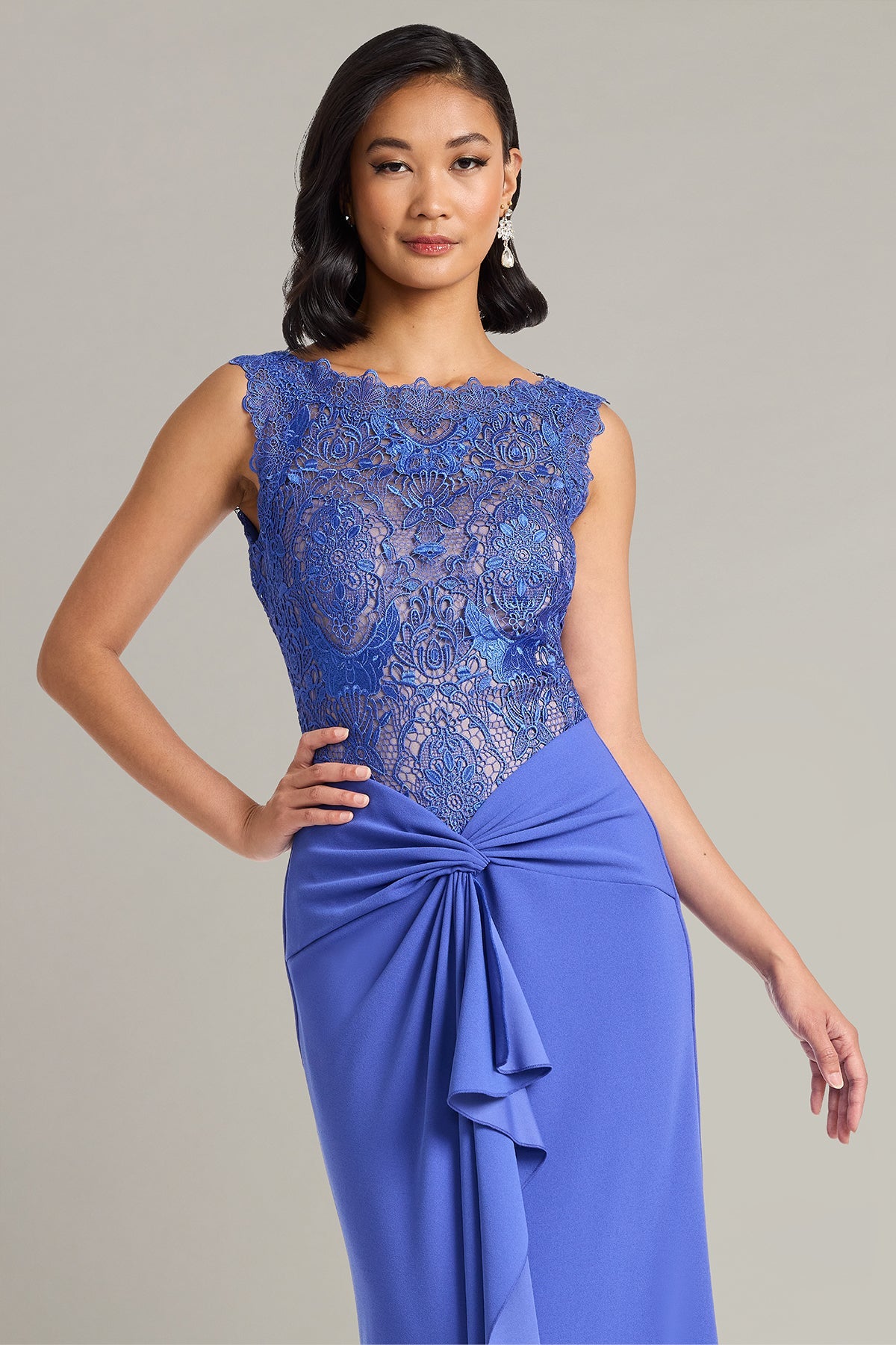 Illusion Floor-Length Lace Formal Mermaid Tadashi Shoji CKB26332L