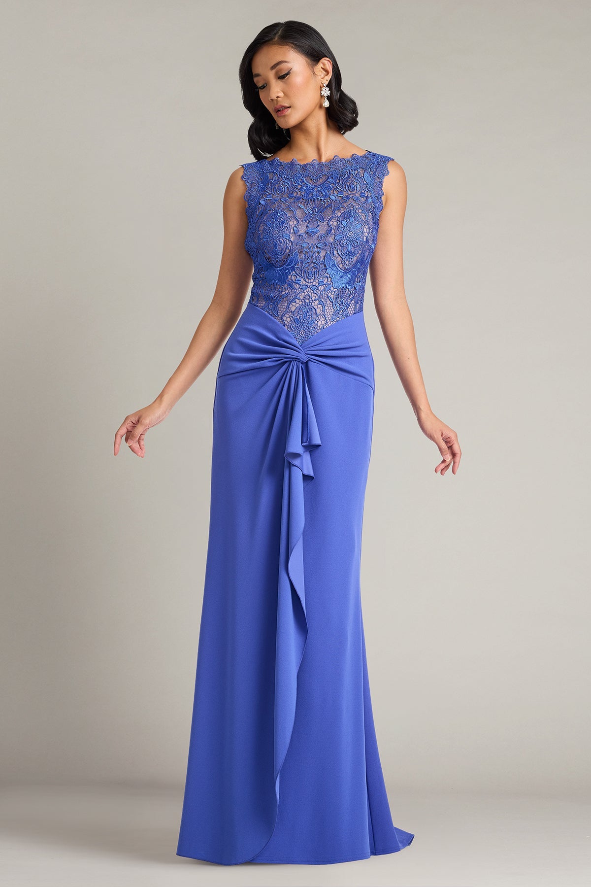 Illusion Floor-Length Lace Formal Mermaid Tadashi Shoji CKB26332L