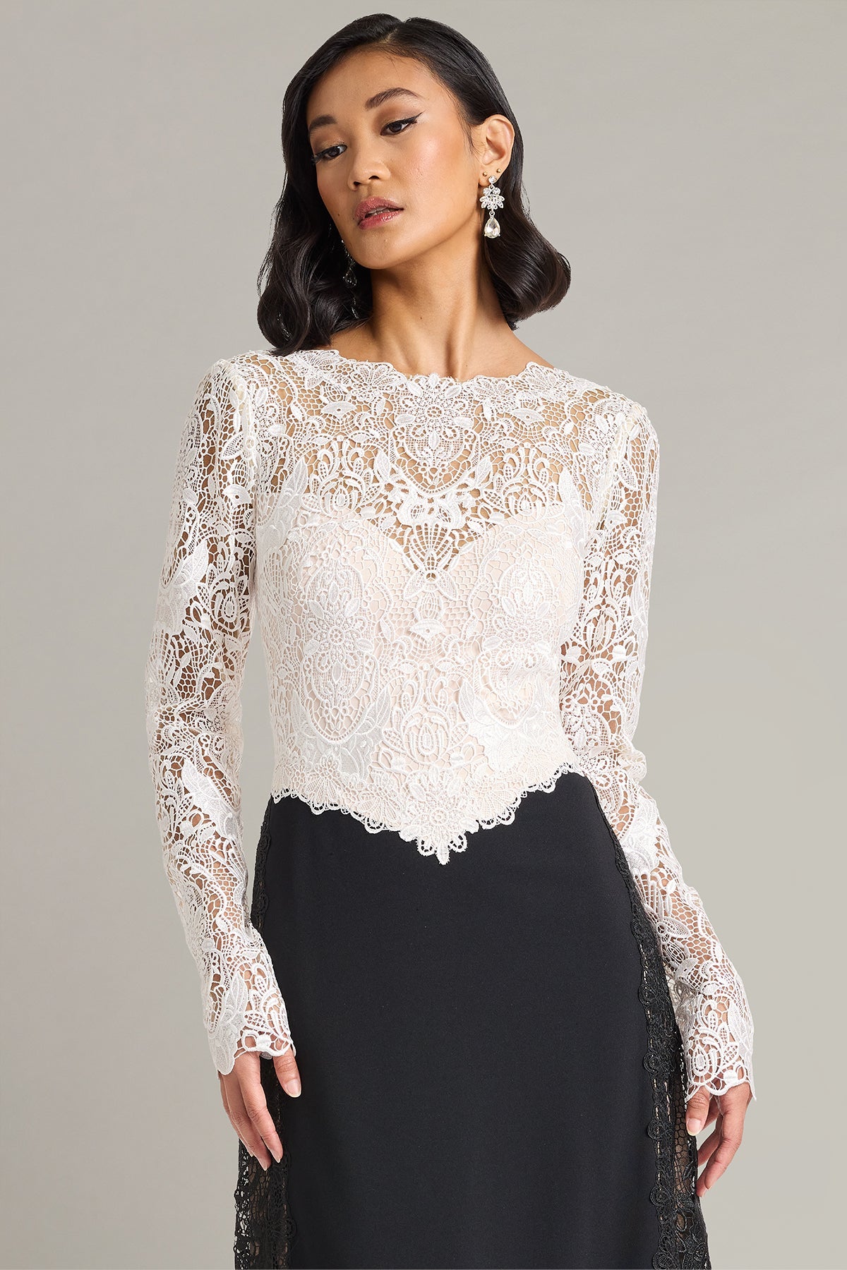 Illusion Floor-Length Lace Formal Sheath Tadashi Shoji CKB26334L