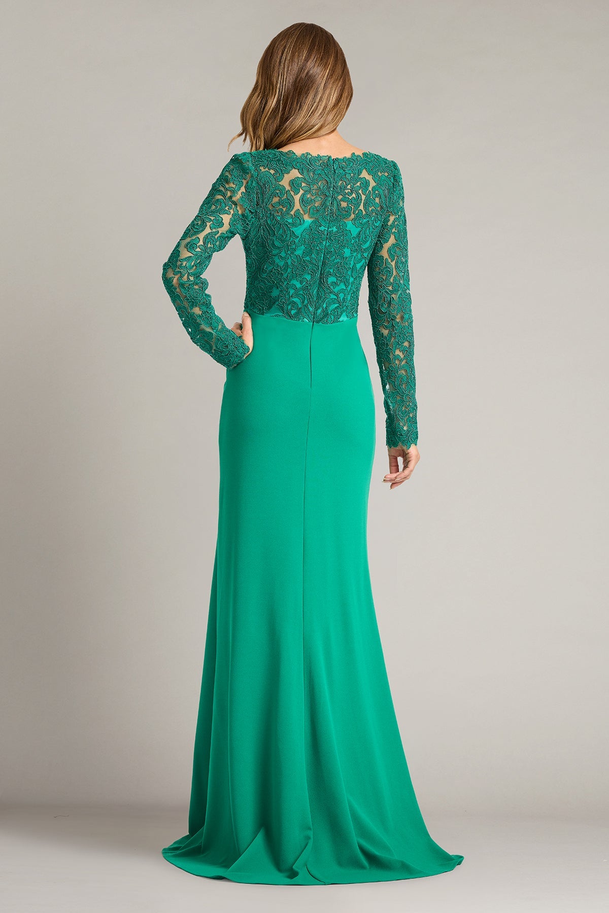 Crew/High-Neck Floor-Length Lace Formal Mermaid Tadashi Shoji CKC26257L