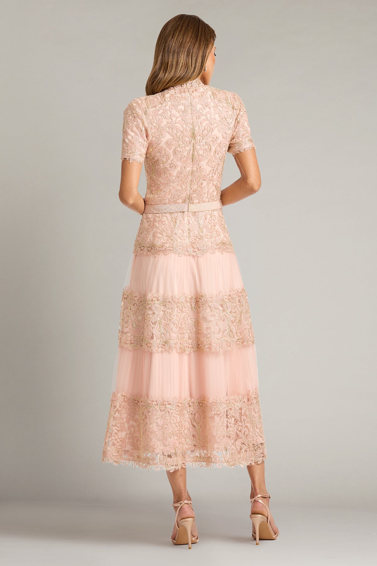 Illusion Tea-Length Lace Formal A-Line Tadashi Shoji CKC26289MD