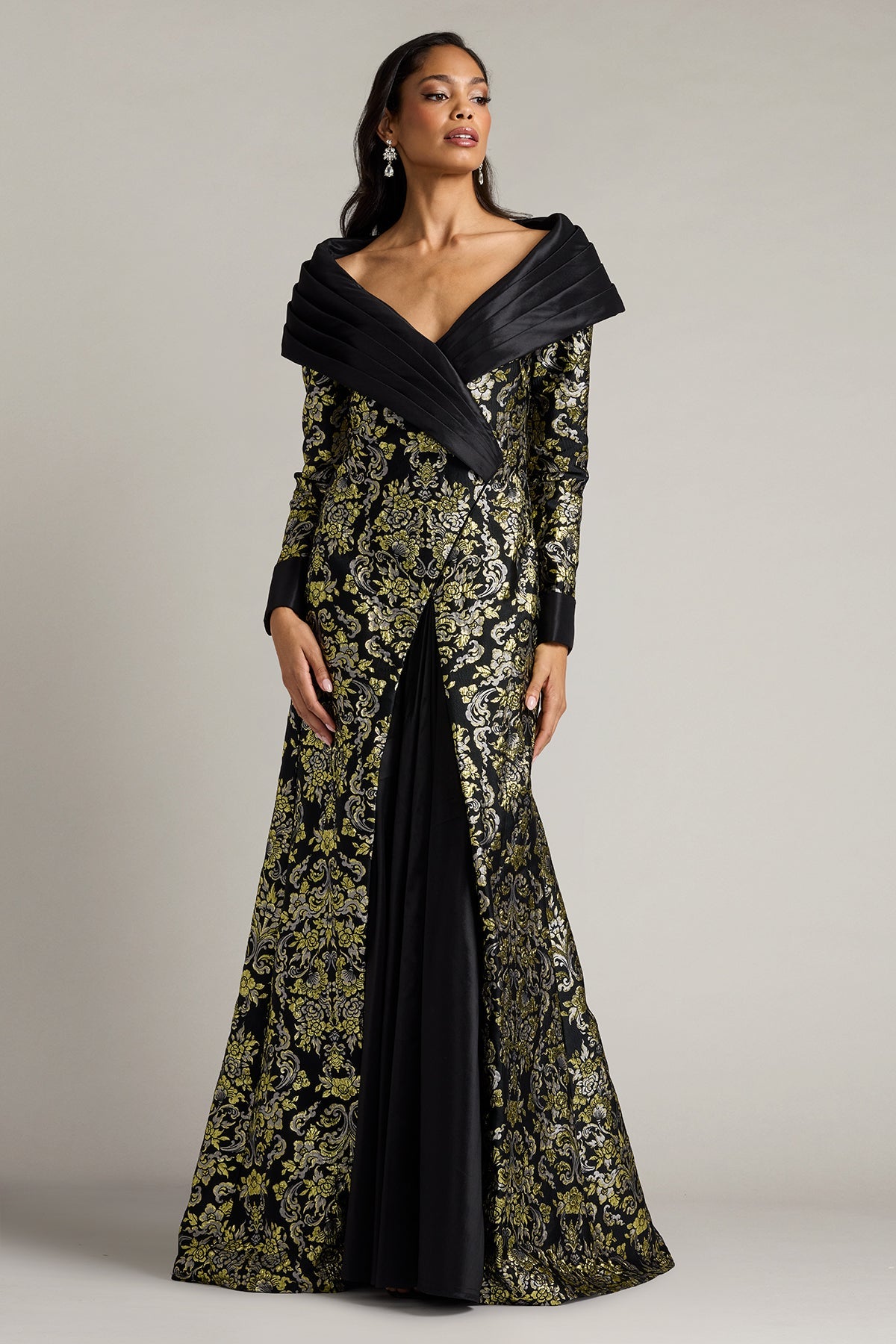 Off-the-Shoulder Floor-Length Satin Formal A-Line Tadashi Shoji CKD26306L