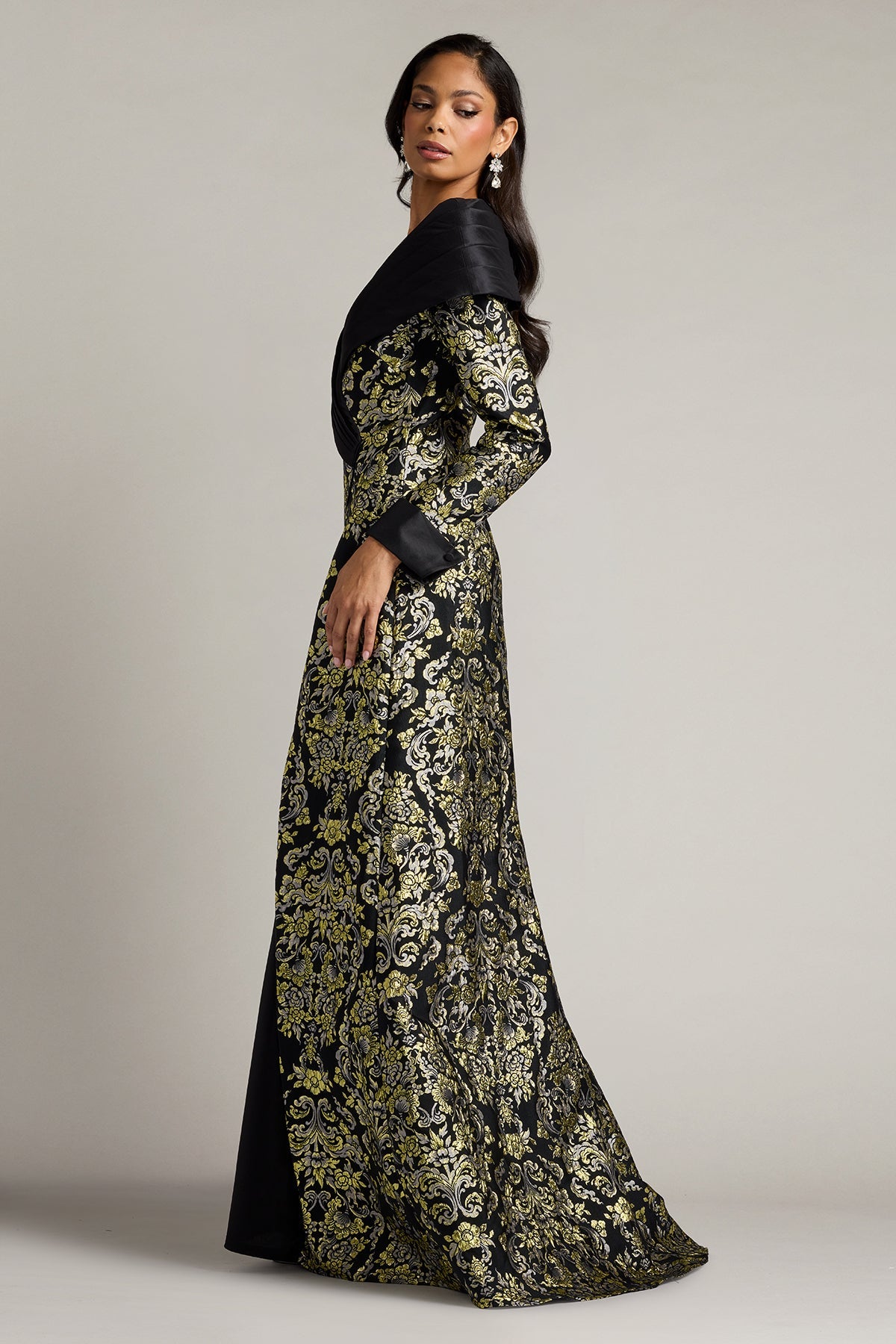 Off-the-Shoulder Floor-Length Satin Formal A-Line Tadashi Shoji CKD26306L