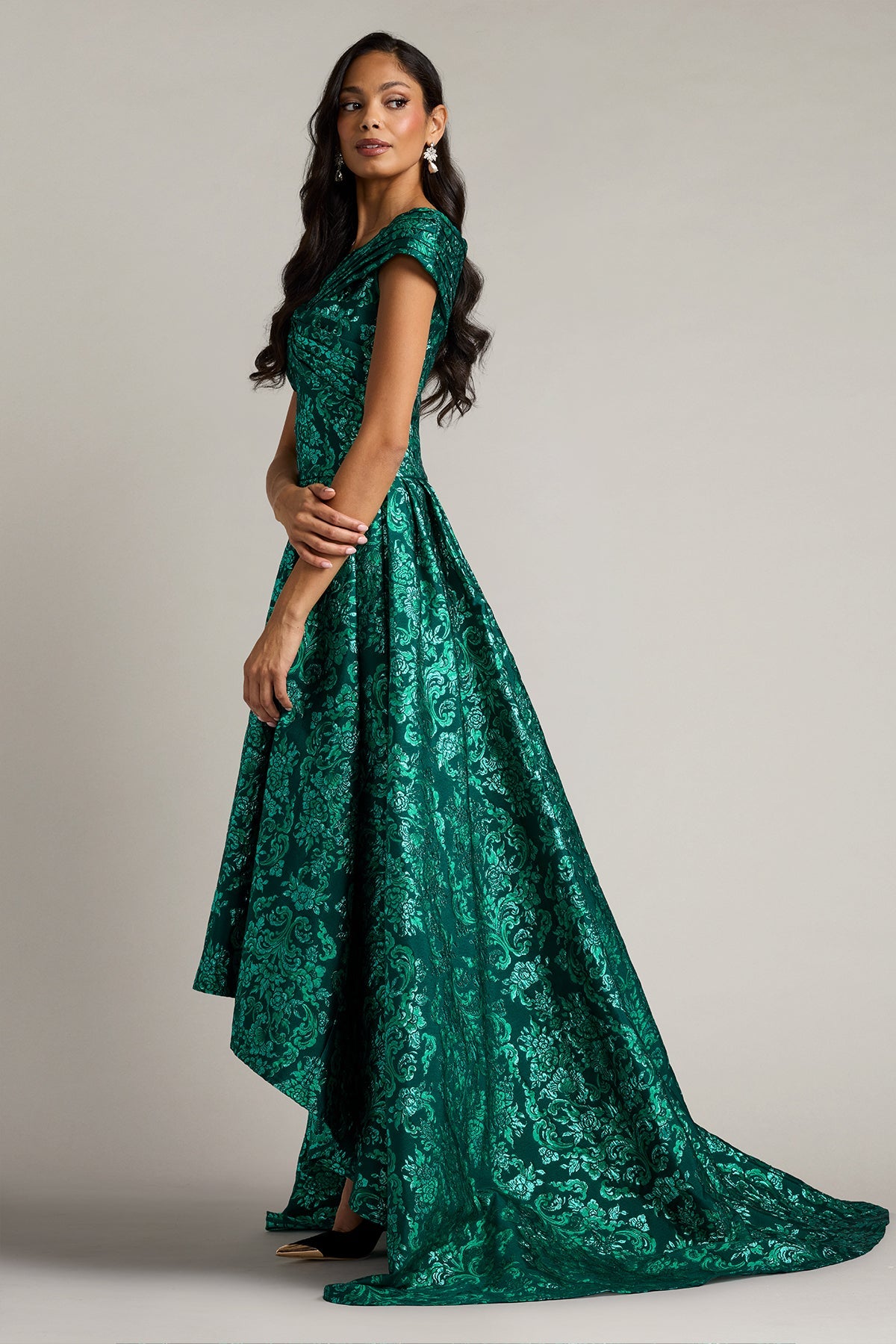 Off-the-Shoulder High-Low Mikado Formal A-Line Tadashi Shoji CKD26313L