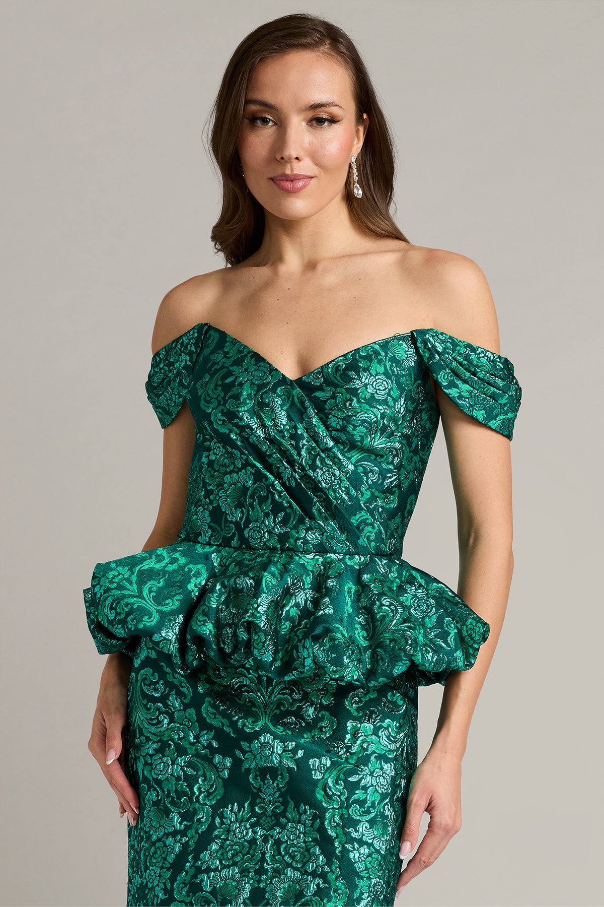 Off-the-Shoulder Floor-Length Satin Occasion Mermaid Tadashi Shoji CKD26315L