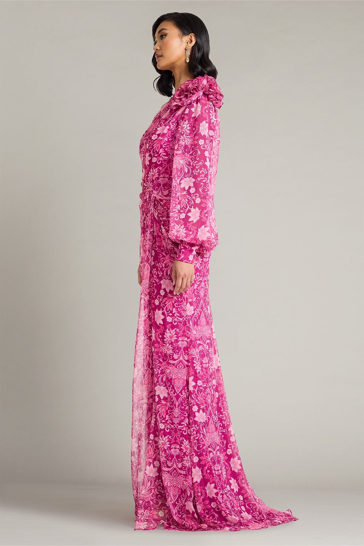 One-Shoulder Floor-Length Chiffon Evening Sheath Tadashi Shoji CKJ26354L