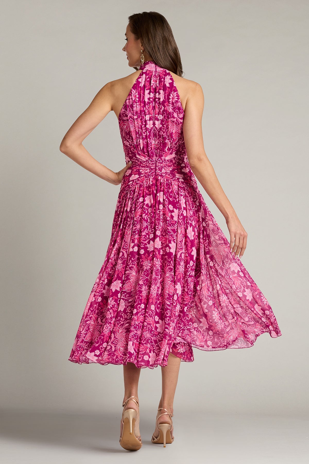 Halter Midi Chiffon Cocktail A-Line Tadashi Shoji CKK26345MD