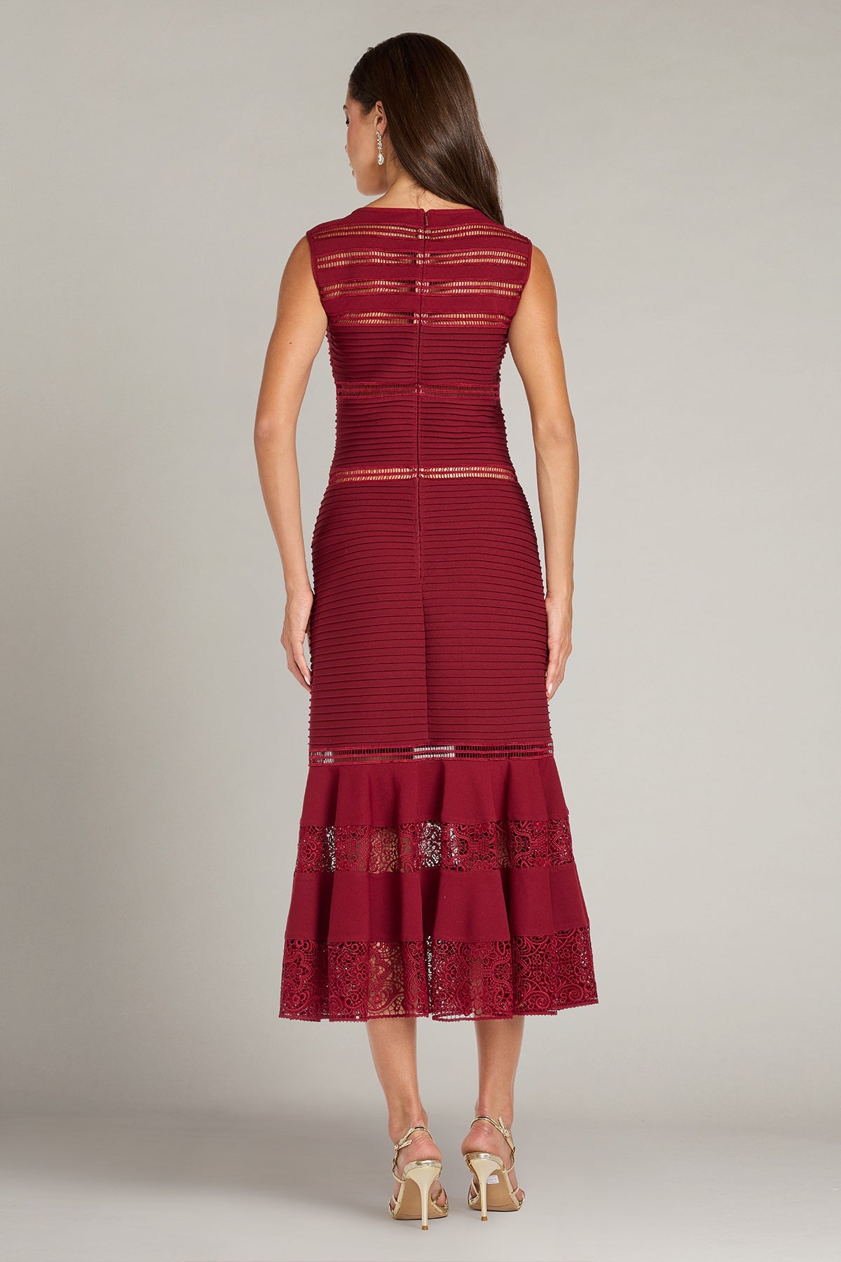 Bateau Midi Lace Cocktail Sheath/Column Tadashi Shoji CKM26371MDX