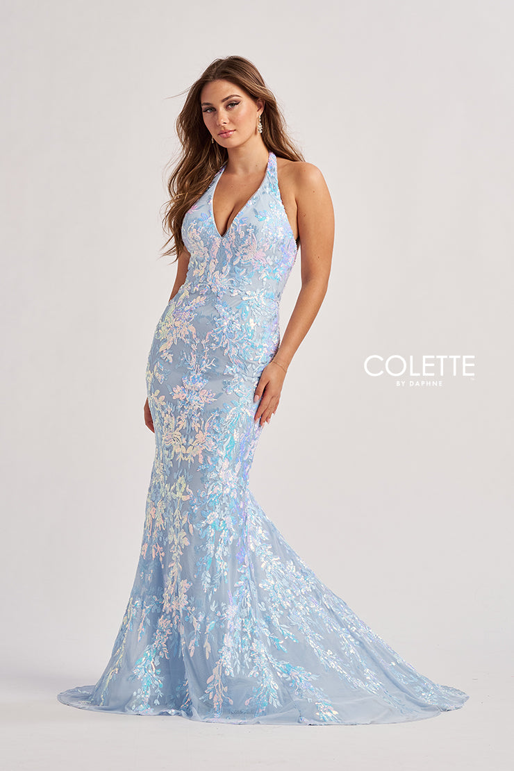 Prom Dresses Formal Long Mermaid Sequin Prom Dress Ice Blue