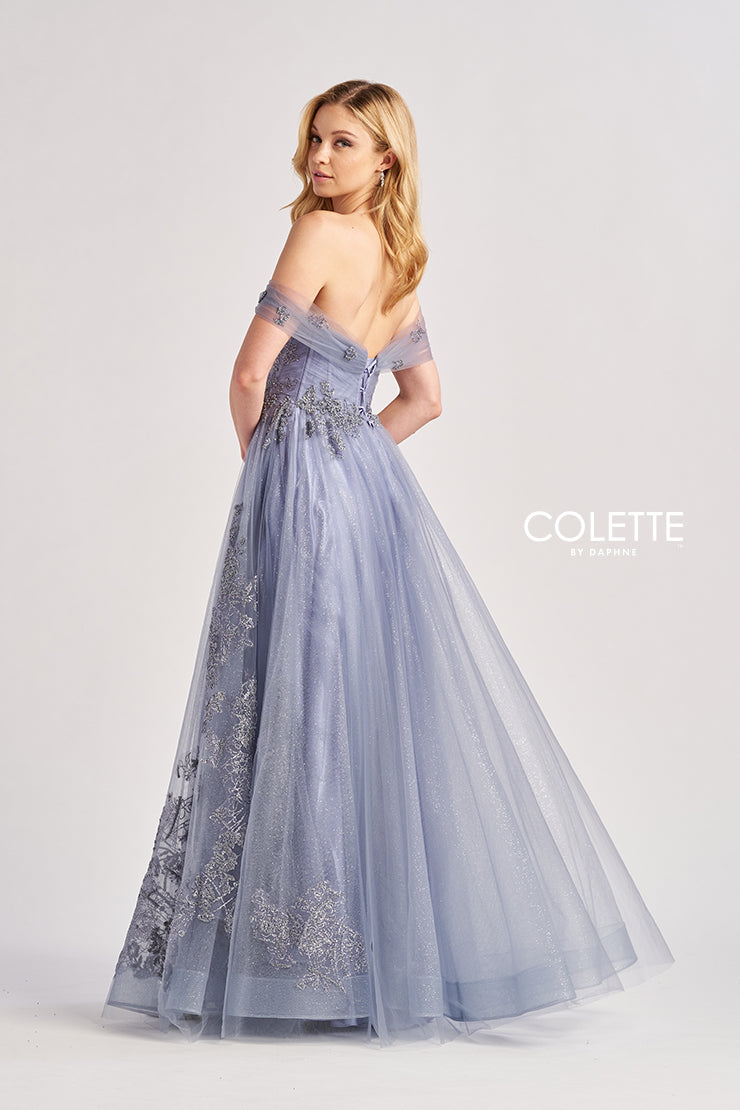 Prom Dresses Glitter Long Formal A Line Prom Dress Dusty Blue