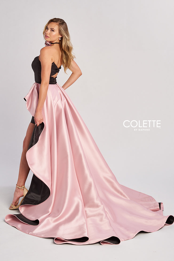 Prom Dresses High Low Formal Two Toned Overskirt Prom Dress Black/Blush