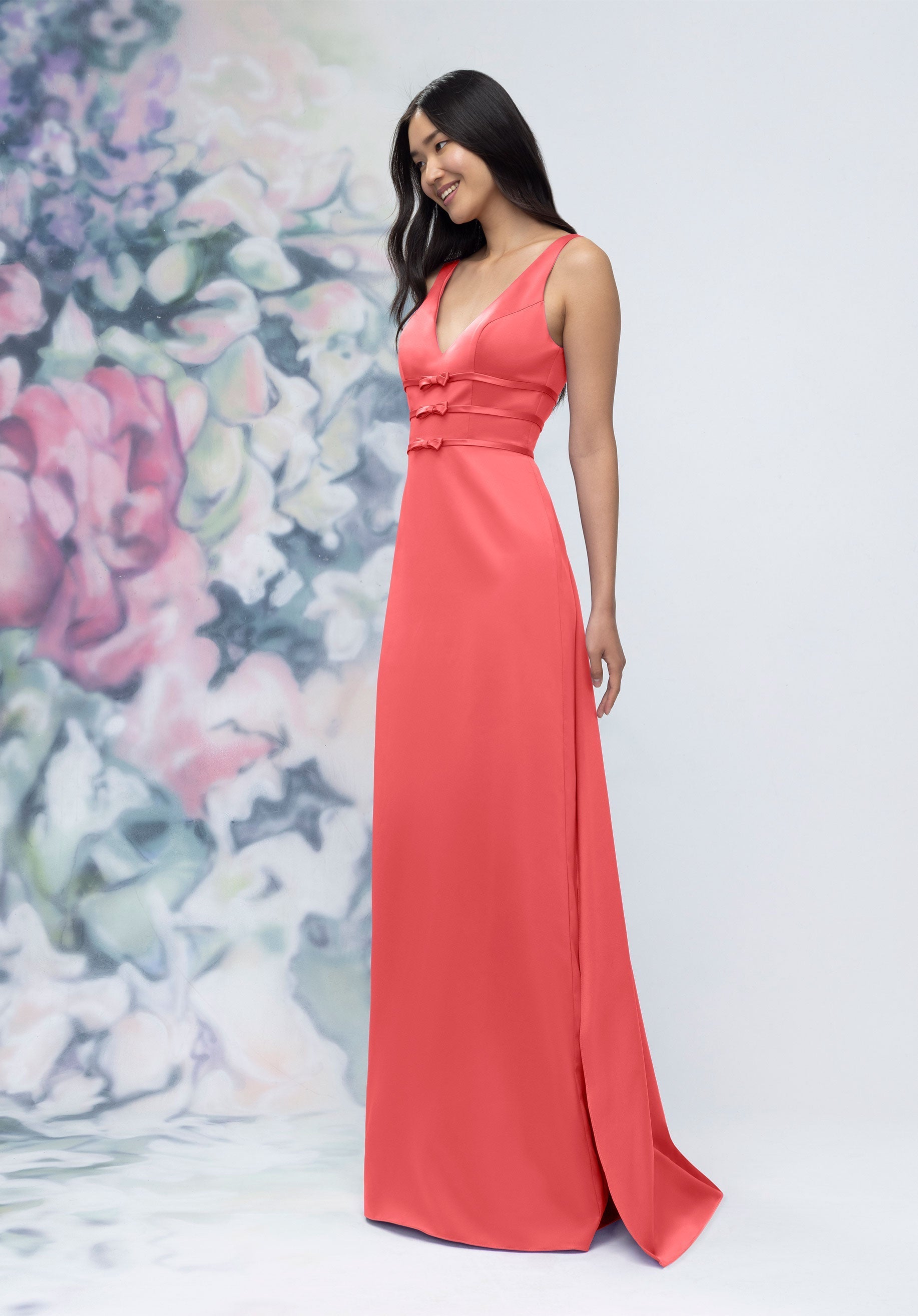 Formal Dresses Long Slit Formal Dress Cantaloupe-Satin-3030013-Train