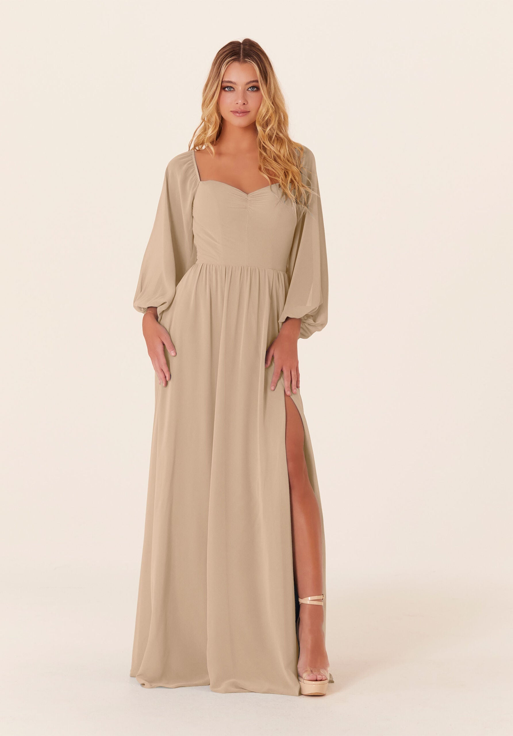 Mother of the Bride Dresses Long Formal A Line Mother of the Bride Dress Champagne-Chiffon-21830-Pleated