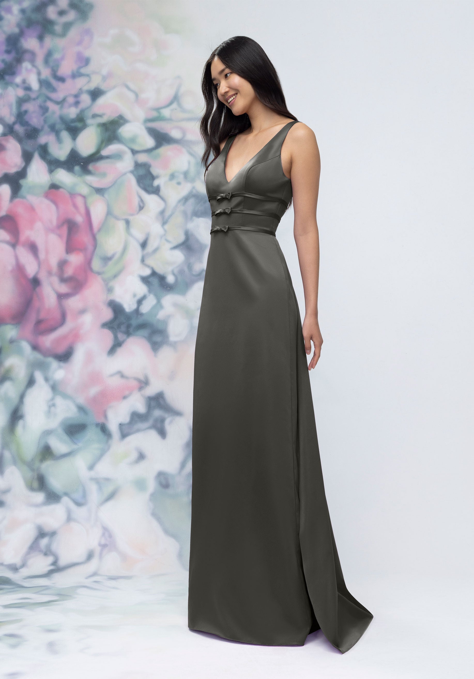 Formal Dresses Long Slit Formal Dress Charcoal-Satin-3030013-Train