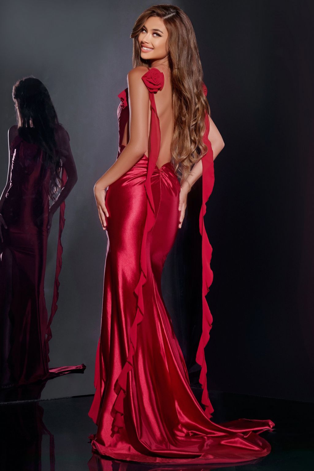 Prom Dresses Mermaid Long Formal High Slit Prom Dress Red