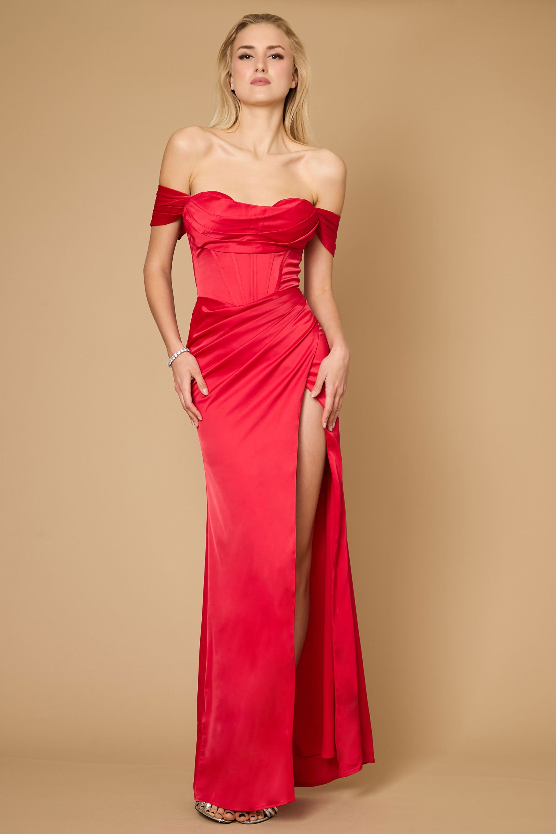 Satin Corset Bodice Long Formal Dress