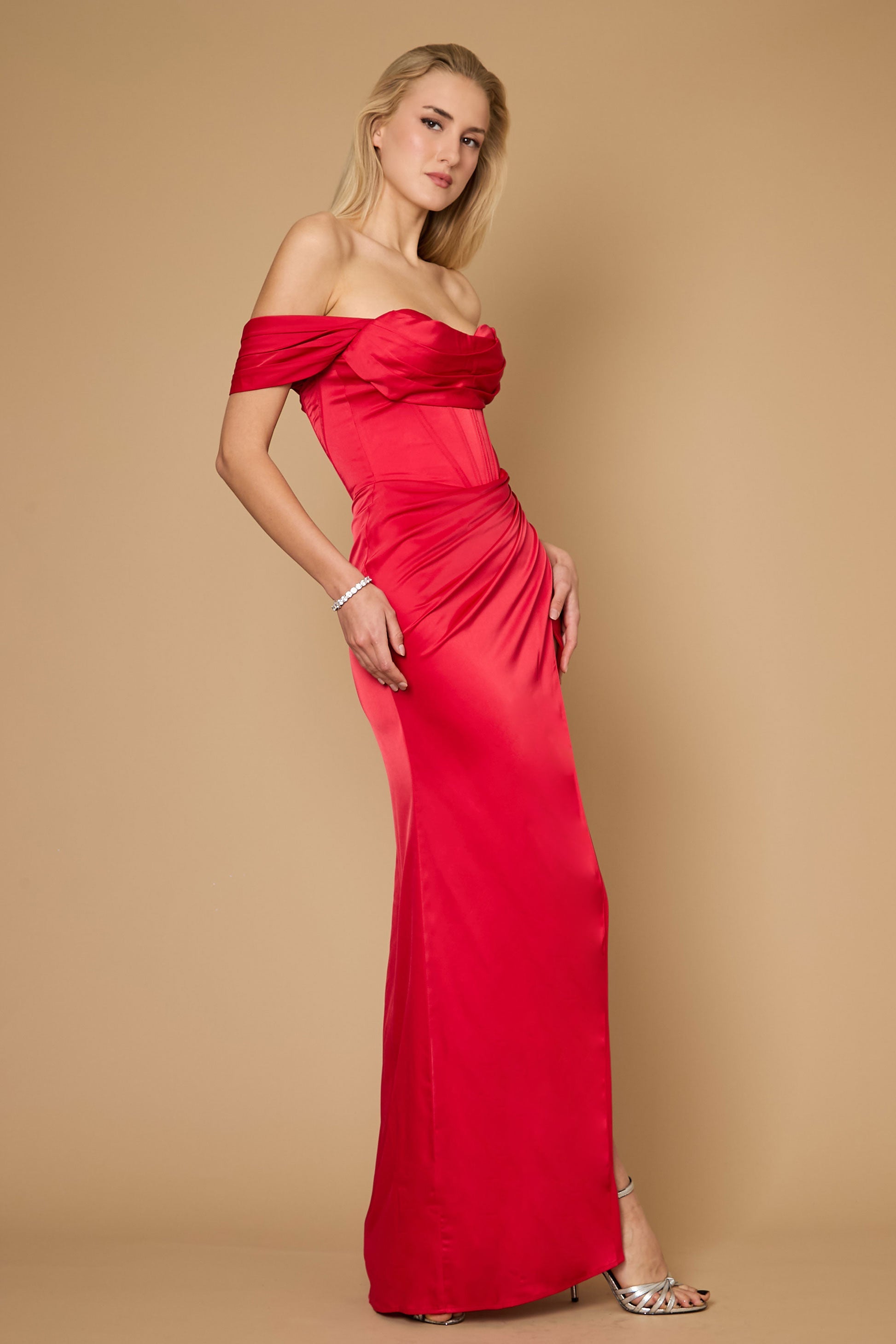 Satin Corset Bodice Long Formal Dress