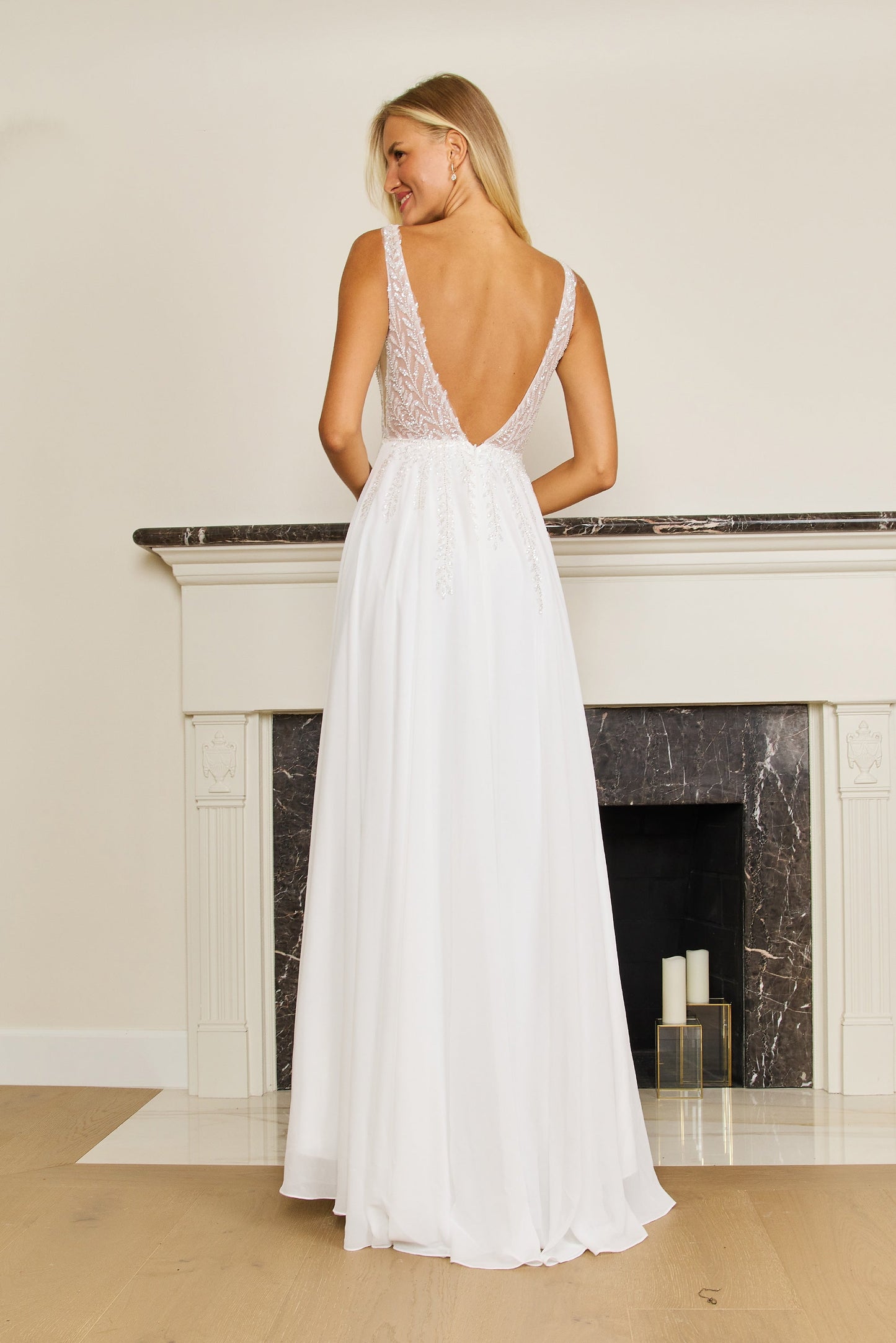 Wedding Dresses Long Formal Off White Evening Dress White