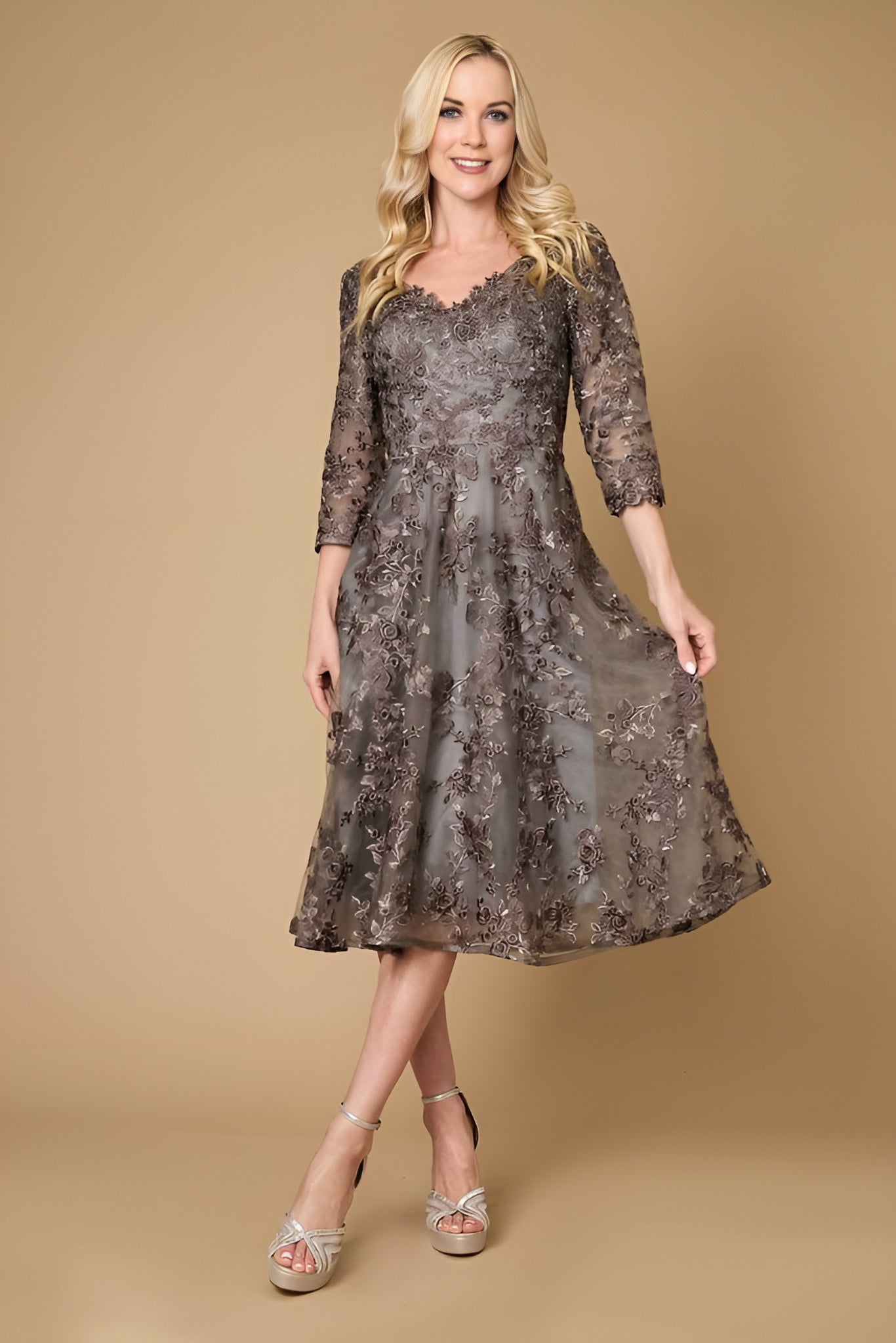 Mother of the Bride Dresses Short Cocktail Lace Mother of the Bride Dress Charcoal