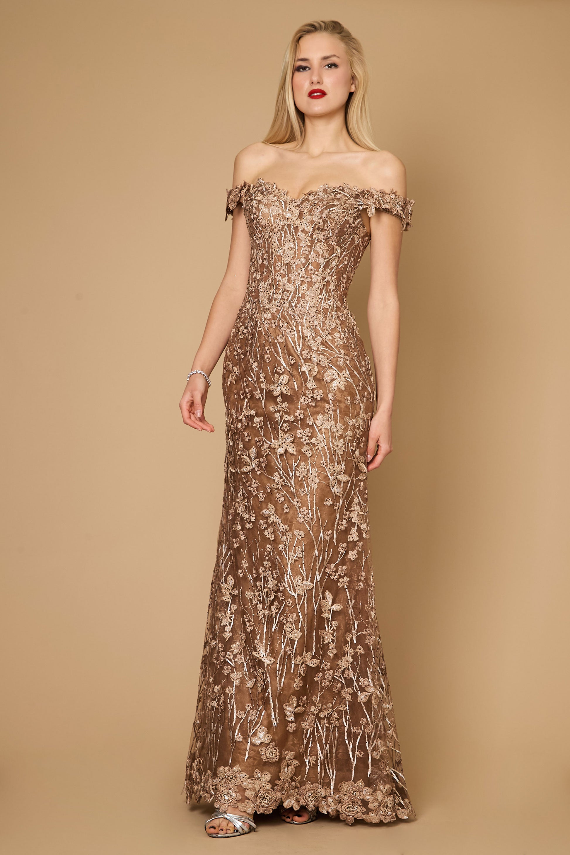 Off Shoulder Vintage Lace Mother of The Bride Evening Dress