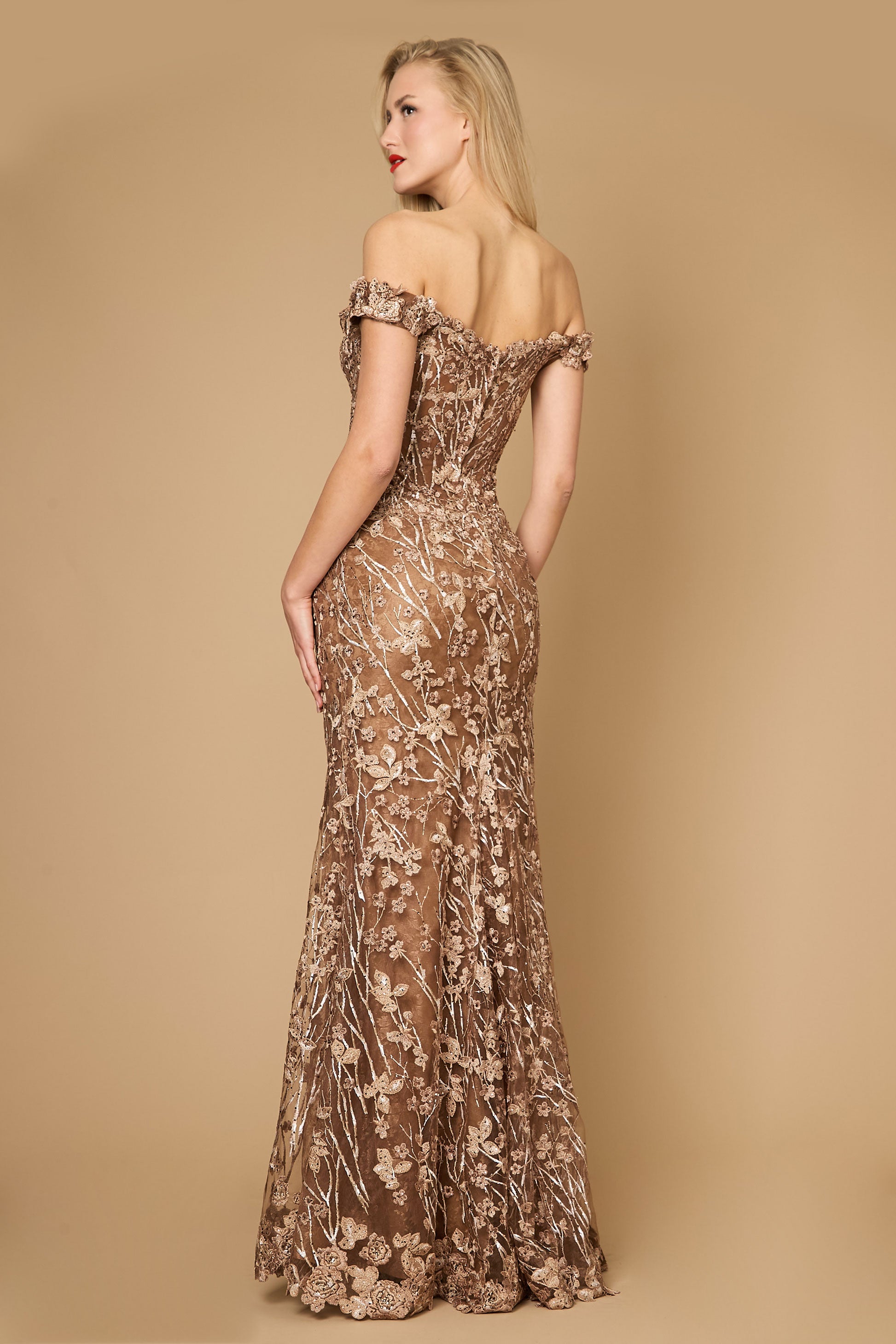 Off Shoulder Vintage Lace Mother of The Bride Evening Dress