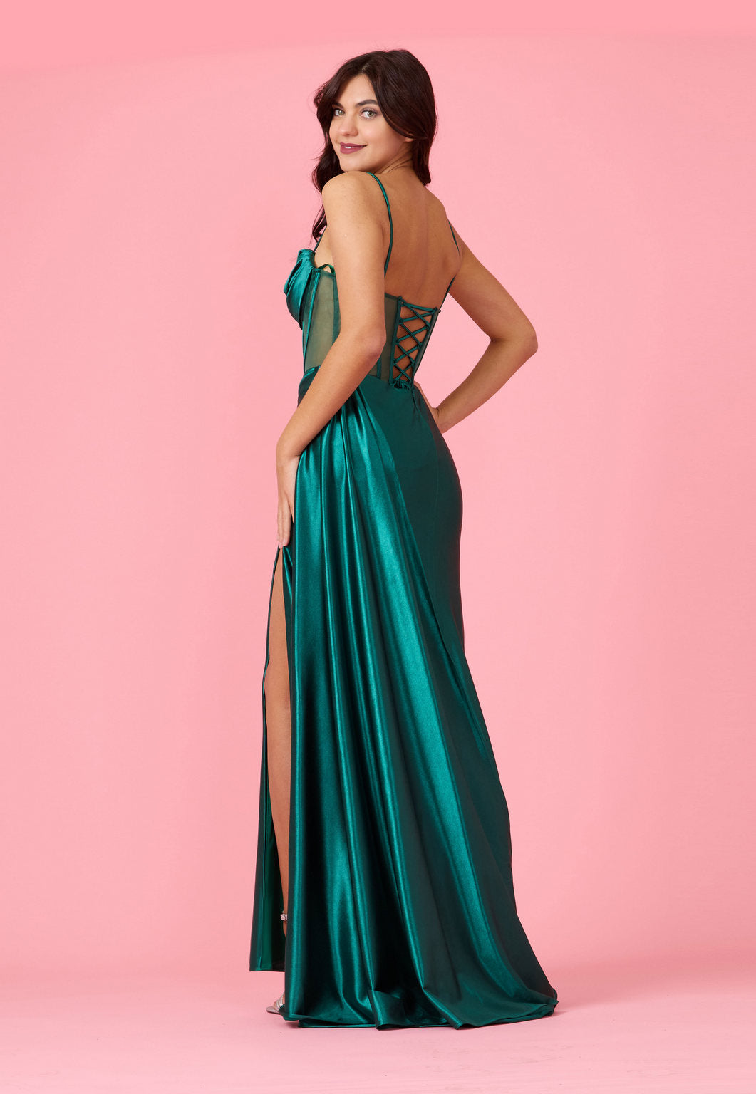 Prom Dresses Long Cowl Corset Formal Prom Dress Emerlad Green