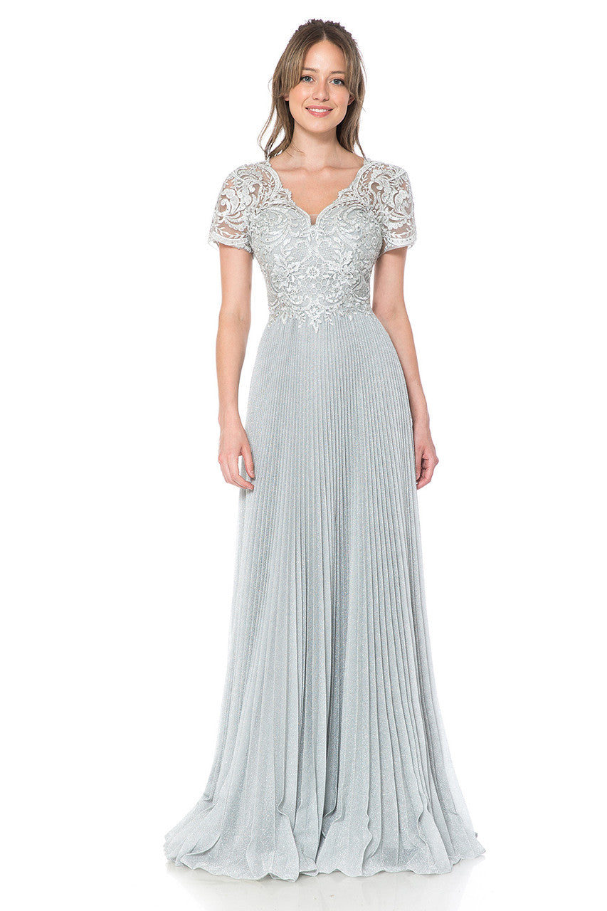 Mother of the Bride Dresses Long Formal Pleated Mother of the Bride Dress Lenovia 8139 Silver
