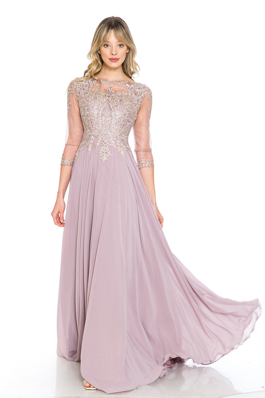 Mother of the Bride Dresses Formal Mother of the Bride Long Beaded Dress Lenovia 8171 Mauve