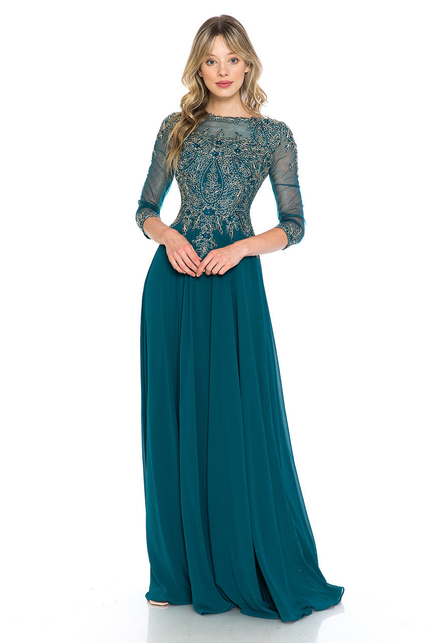 Mother of the Bride Dresses Formal Mother of the Bride Long Beaded Dress Lenovia 8171 Hunter Green