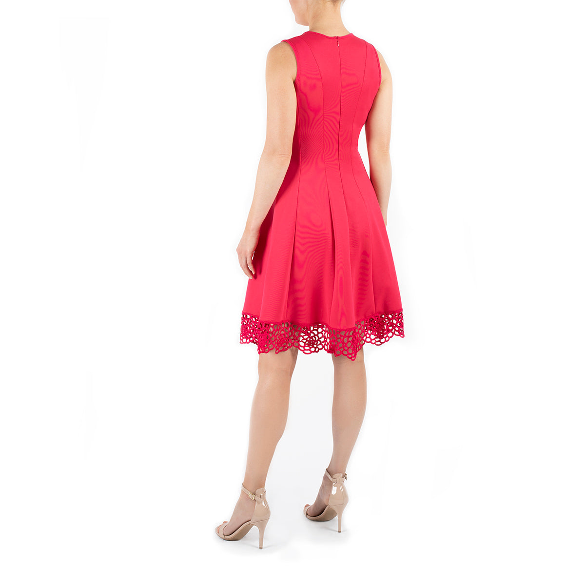 Donna Ricco Sleeveless Embroidered Hem A-Line Scuba Dress DR50170