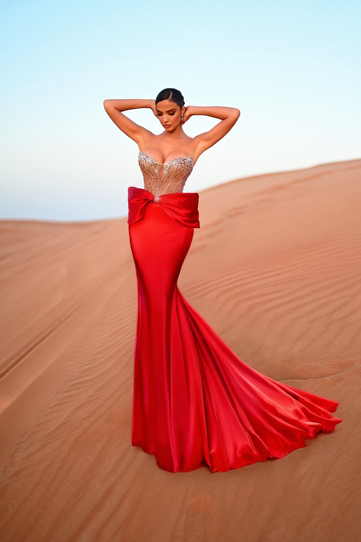 Strapless Curved Neck Floor-Length Satin Prom Mermaid Pre Order