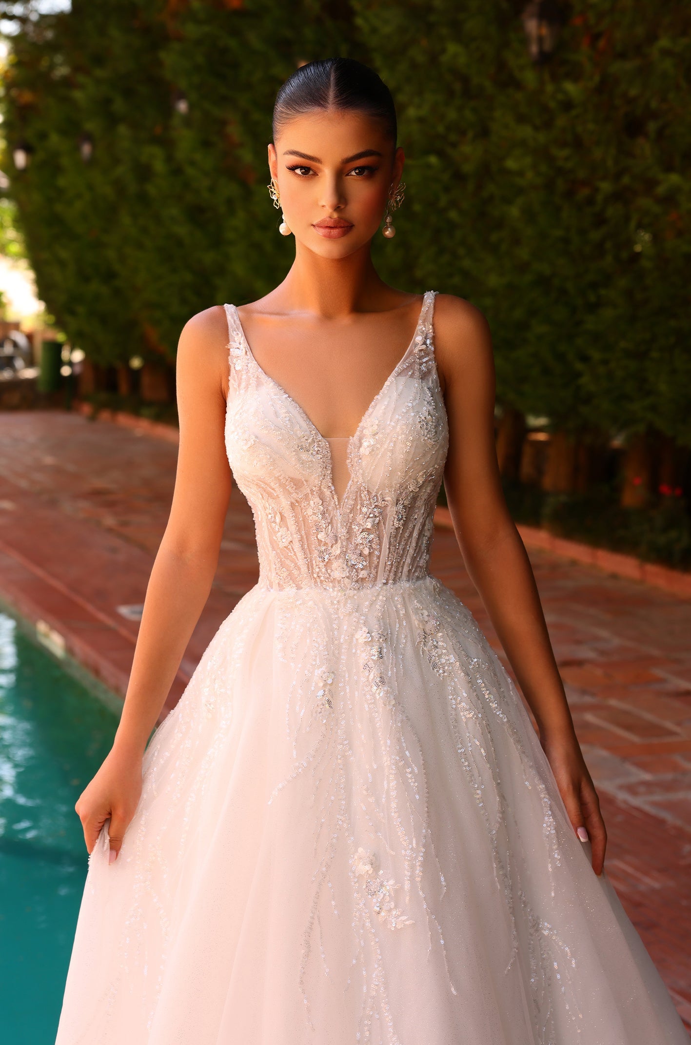 Wedding Dresses A Line Long Corset Lace Wedding Dress Amarra 88205 Ivory