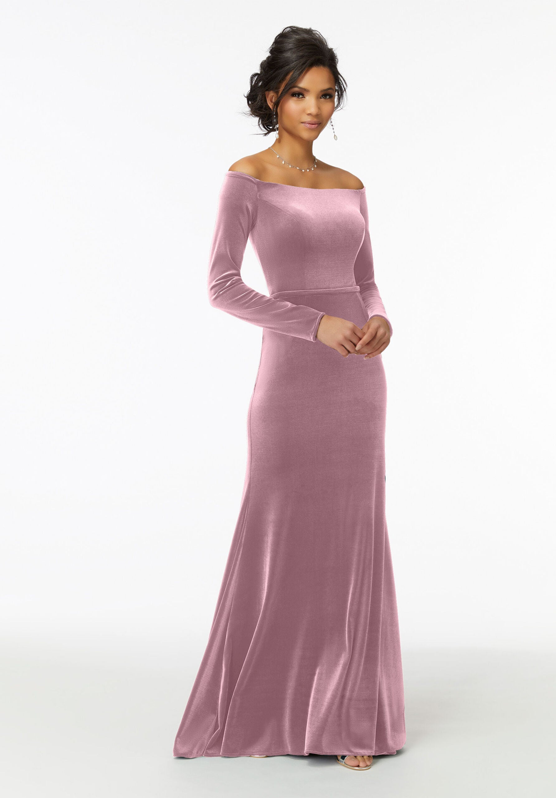 Formal Dresses Long Formal Velvet Evening Dress Desert Rose-Velvet-21724-Fitted