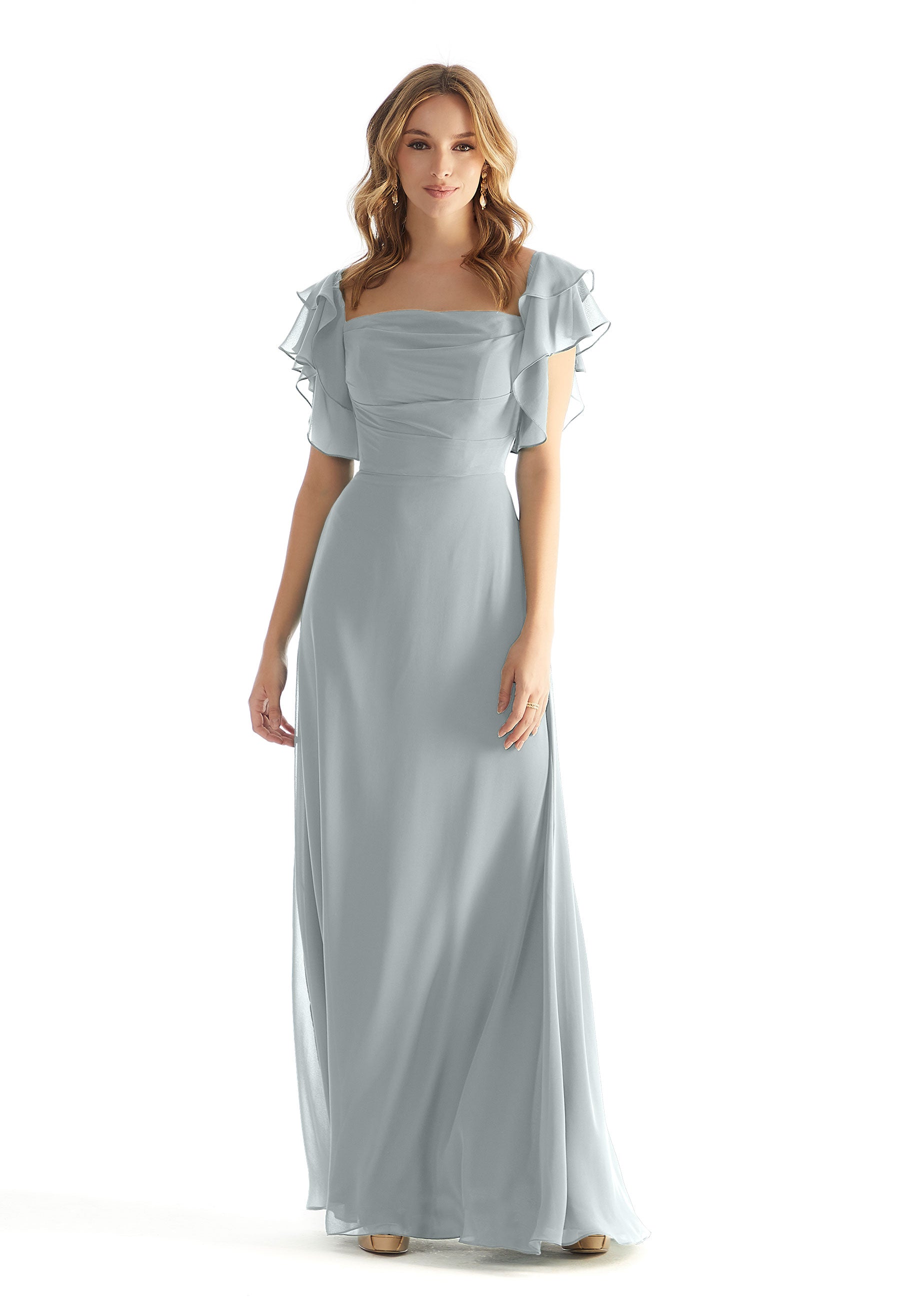 Formal Dresses Formal A Line Ruffle Long Dress Dove-Chiffon-31227-Ruffle