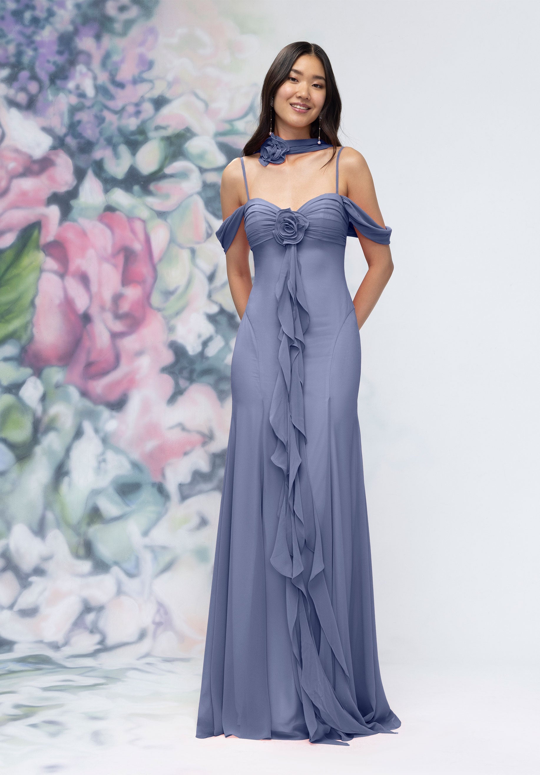 Formal Dresses Formal Evening Long Ruffle Floral Dress Dusk-Chiffon-3030000-Ruffle