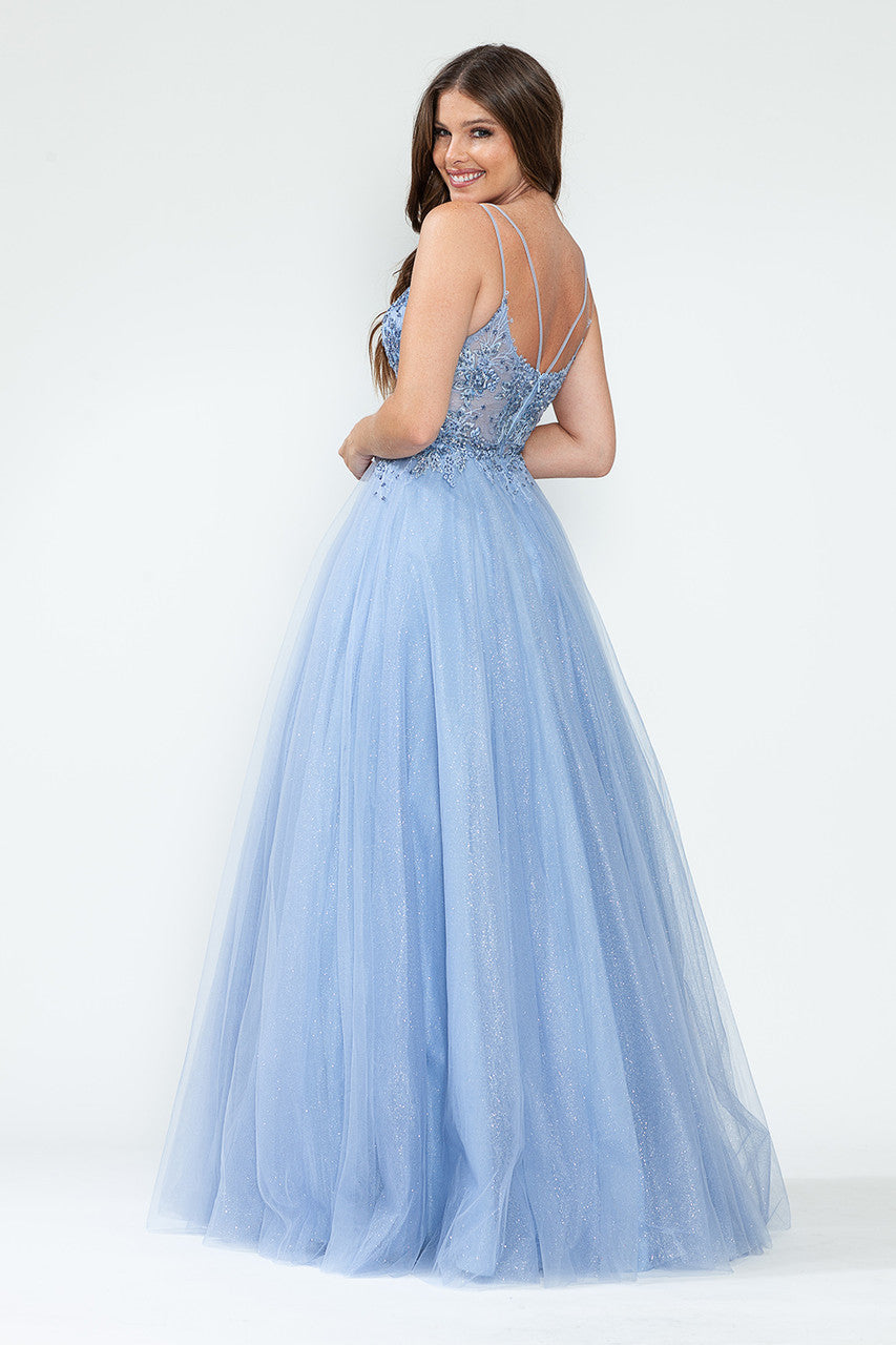Prom Dresses Sequin Long Beaded Formal Prom Dress Lenovia 8182 Dusty Blue-Tulle-8182-Beaded