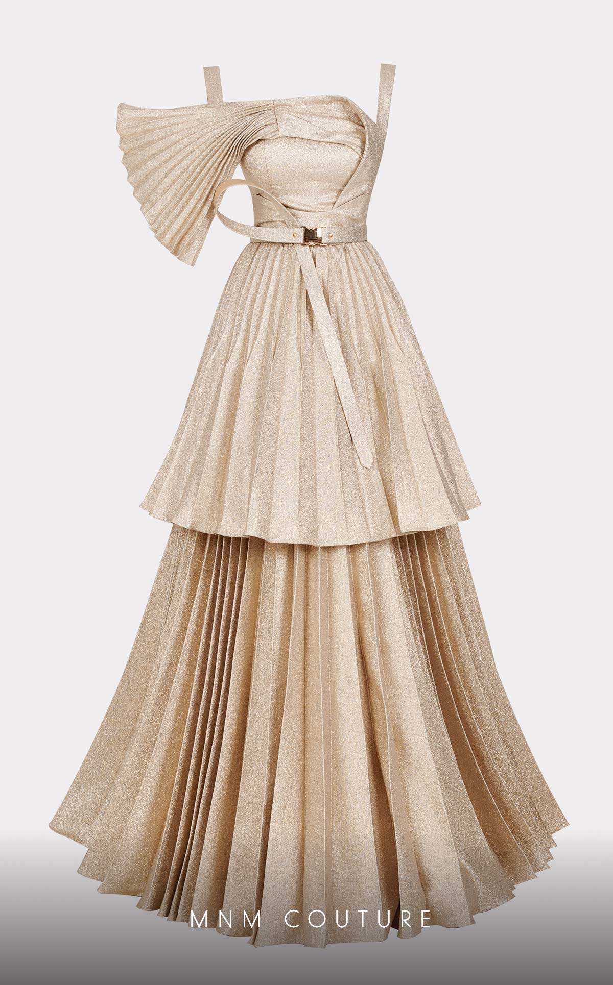 One-Shoulder Floor-Length Satin Evening A-Line MNM Couture E0017