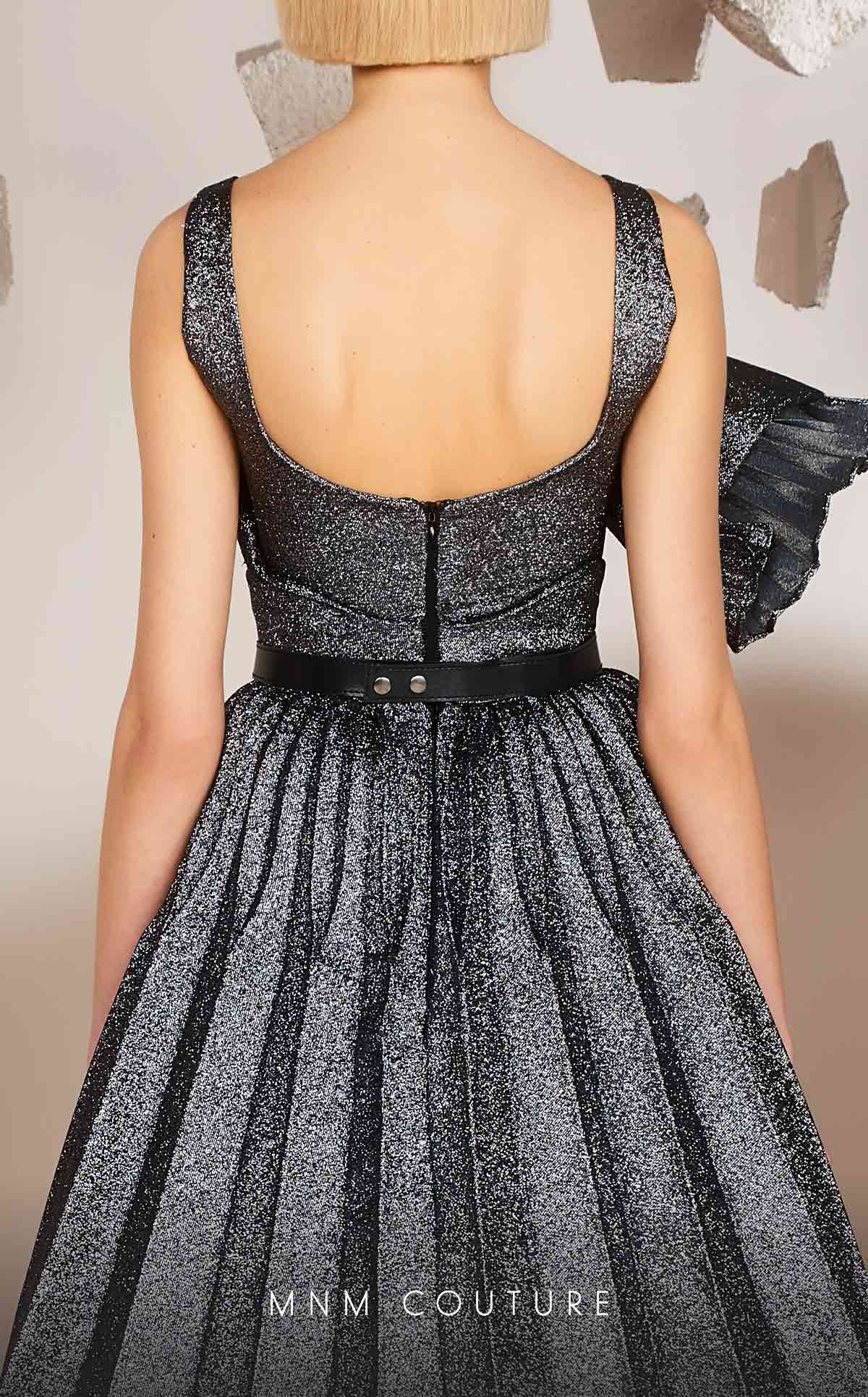 One-Shoulder Floor-Length Satin Evening A-Line MNM Couture E0017