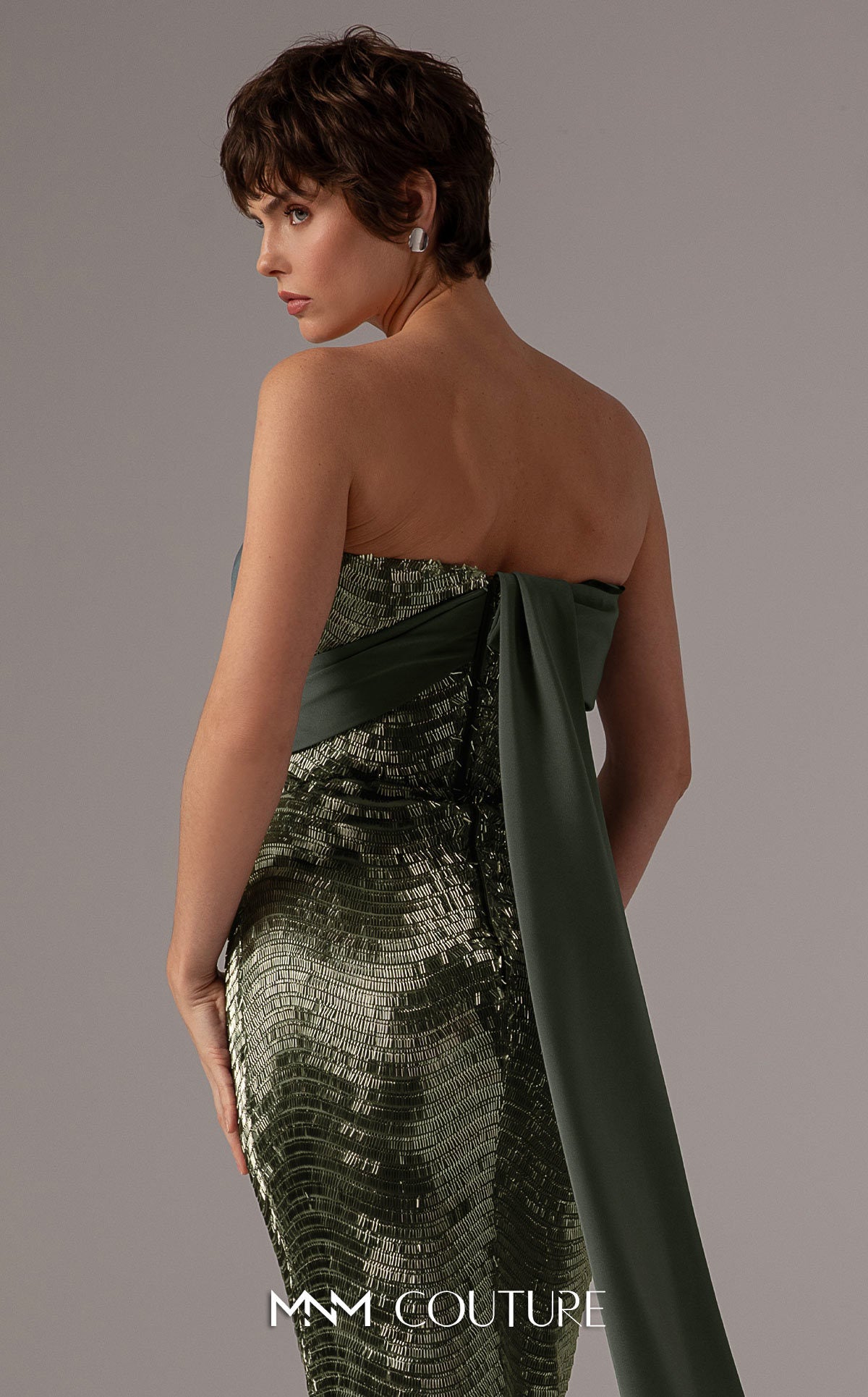 Formal Dresses Long Formal Prom Fitted Dress MNM Couture E0087 Olive