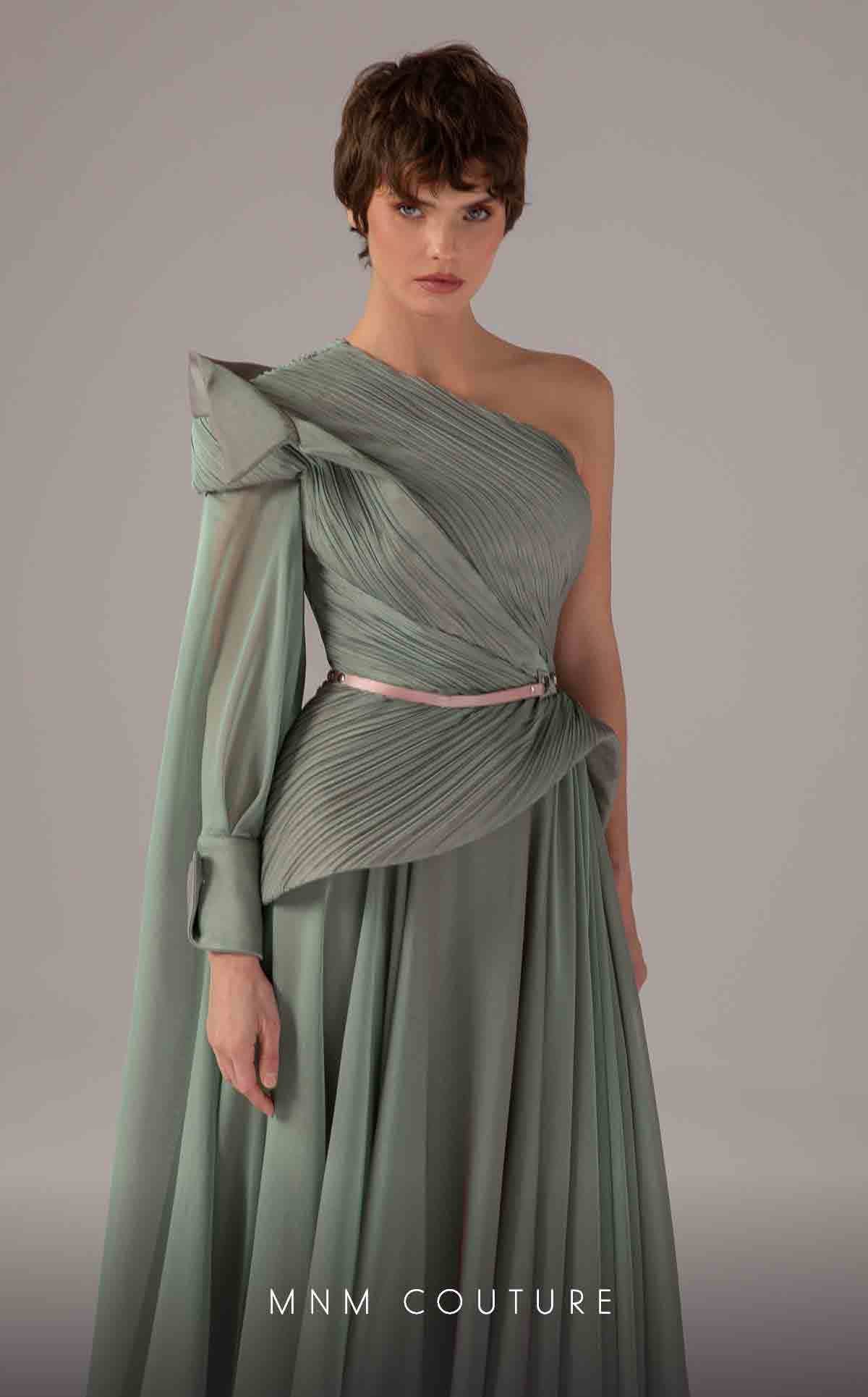 Mother of the Bride Dresses Pleated Cape Formal Long Mother of the Bride Dress Green