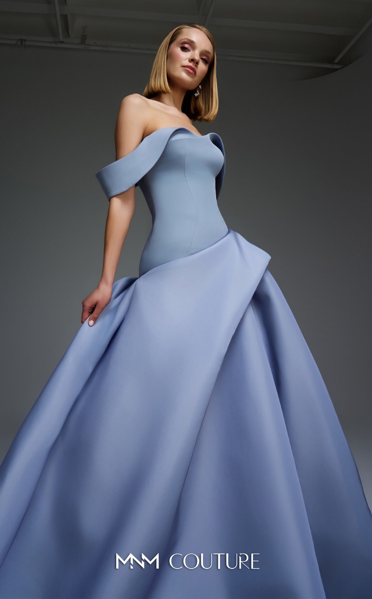 Formal Dresses Pleated Long Formal A Line Prom Dress MNM Couture E0103 Ice Blue